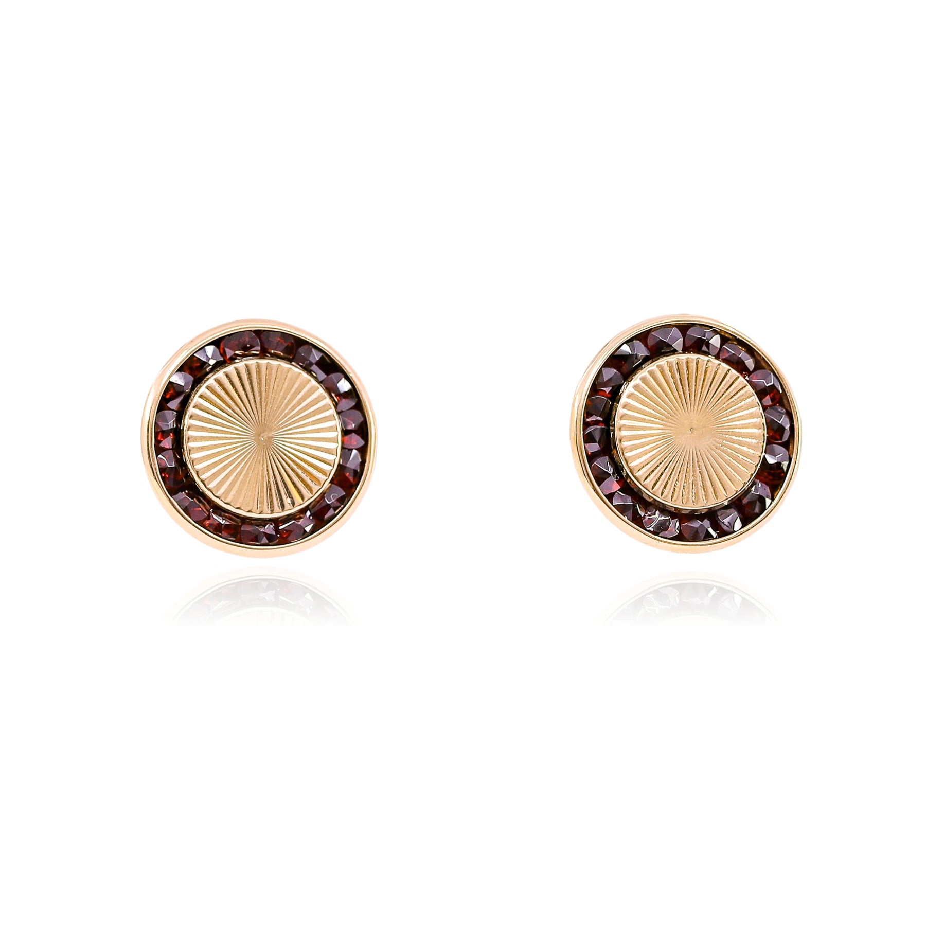 ESTATE 14K YELLOW GOLD GARNET STARBURST EARRINGS