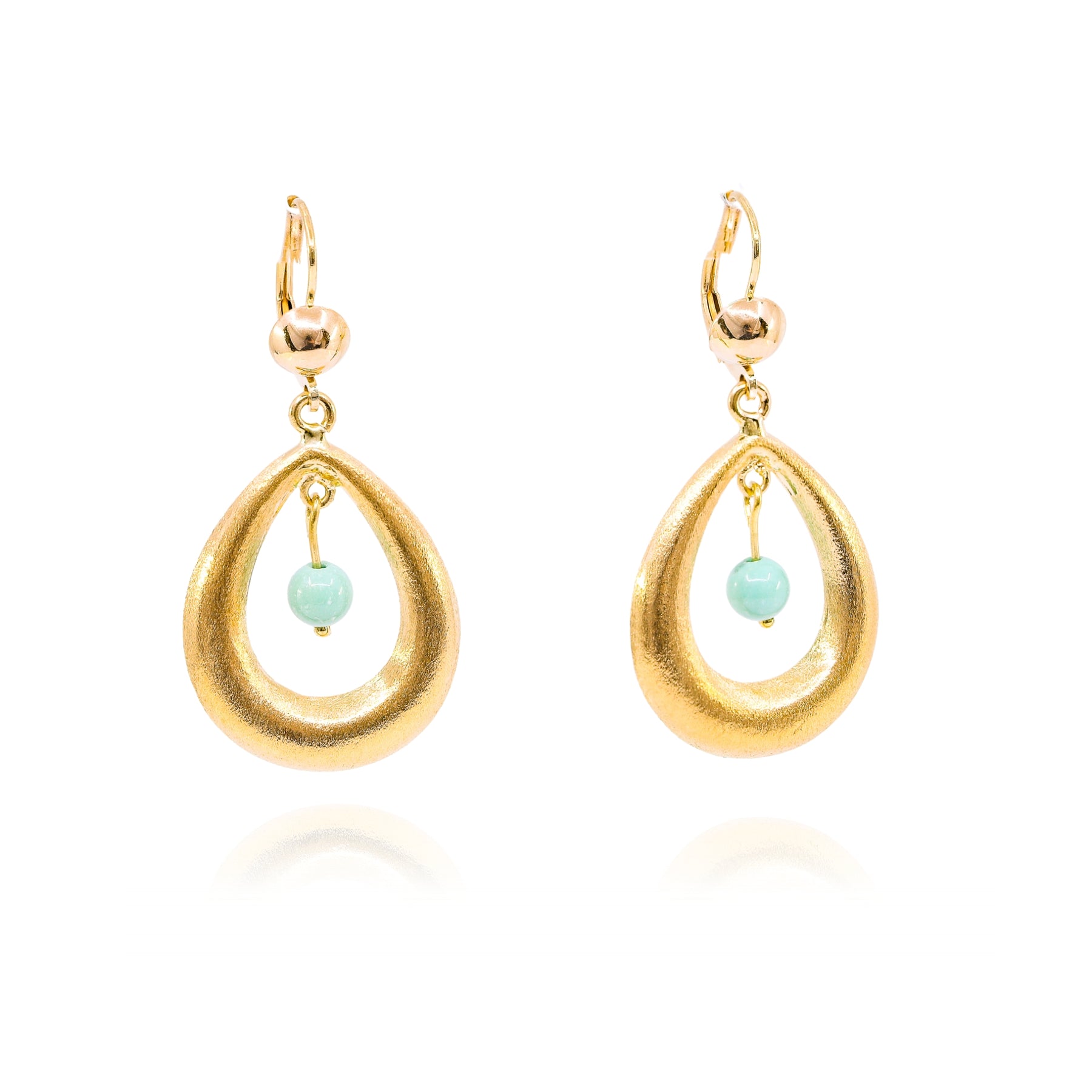 ESTATE 14K YELLOW GOLD TURQUOISE TEARDROP EARRINGS
