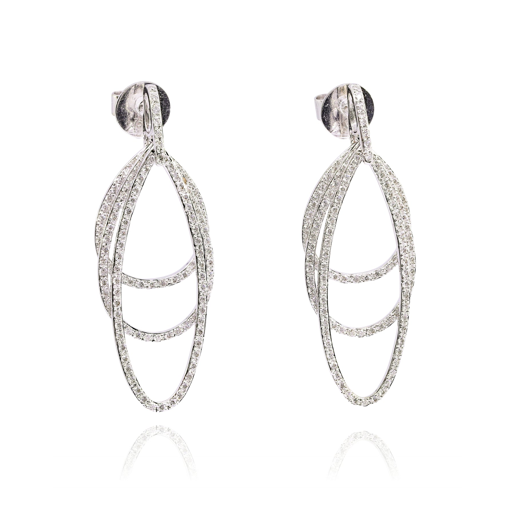 ESTATE 18K WHITE GOLD DIAMOND TRIPLE DANGLE EARRINGS - 1.37CTW  220-02379