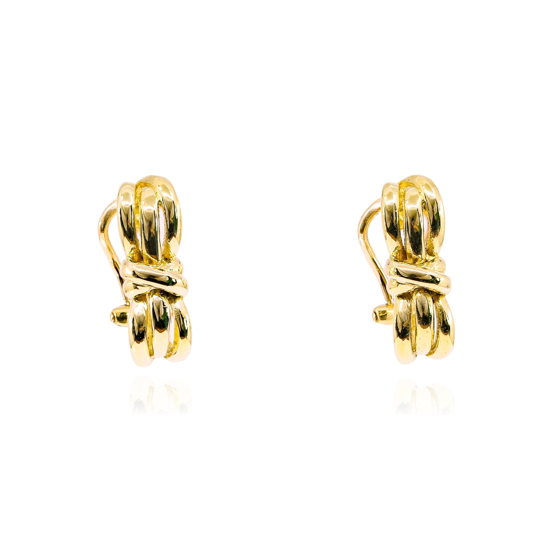ESTATE 18K YELLOW GOLD BOW EARRINGS  220-02414