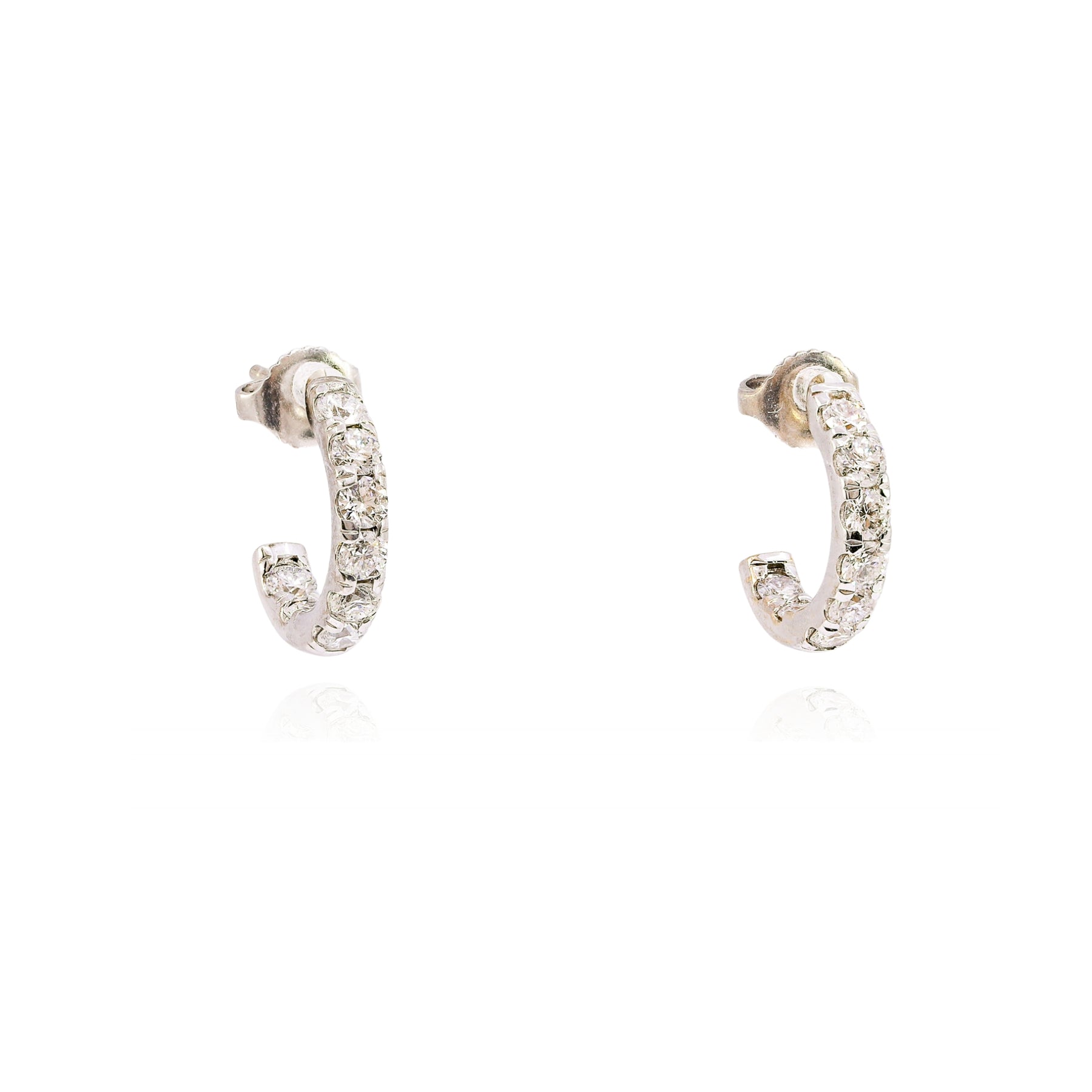 ESTATE 18K WHITE GOLD DIAMOND HOOP EARRINGS - 1.40CTW  220-02444