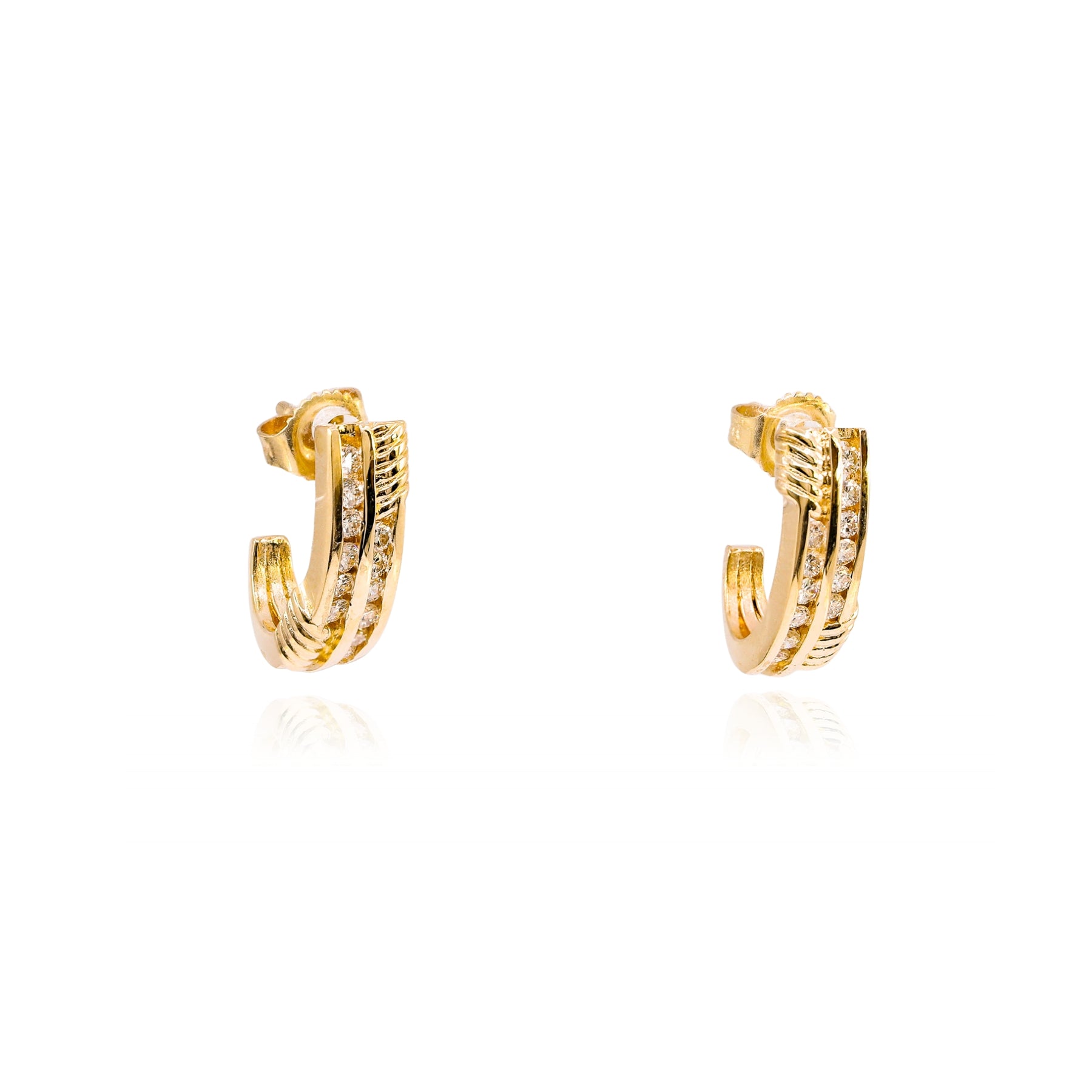 ESTATE 14K YELLOW GOLD J-HOOP DIAMOND EARRINGS - 0.72CTW