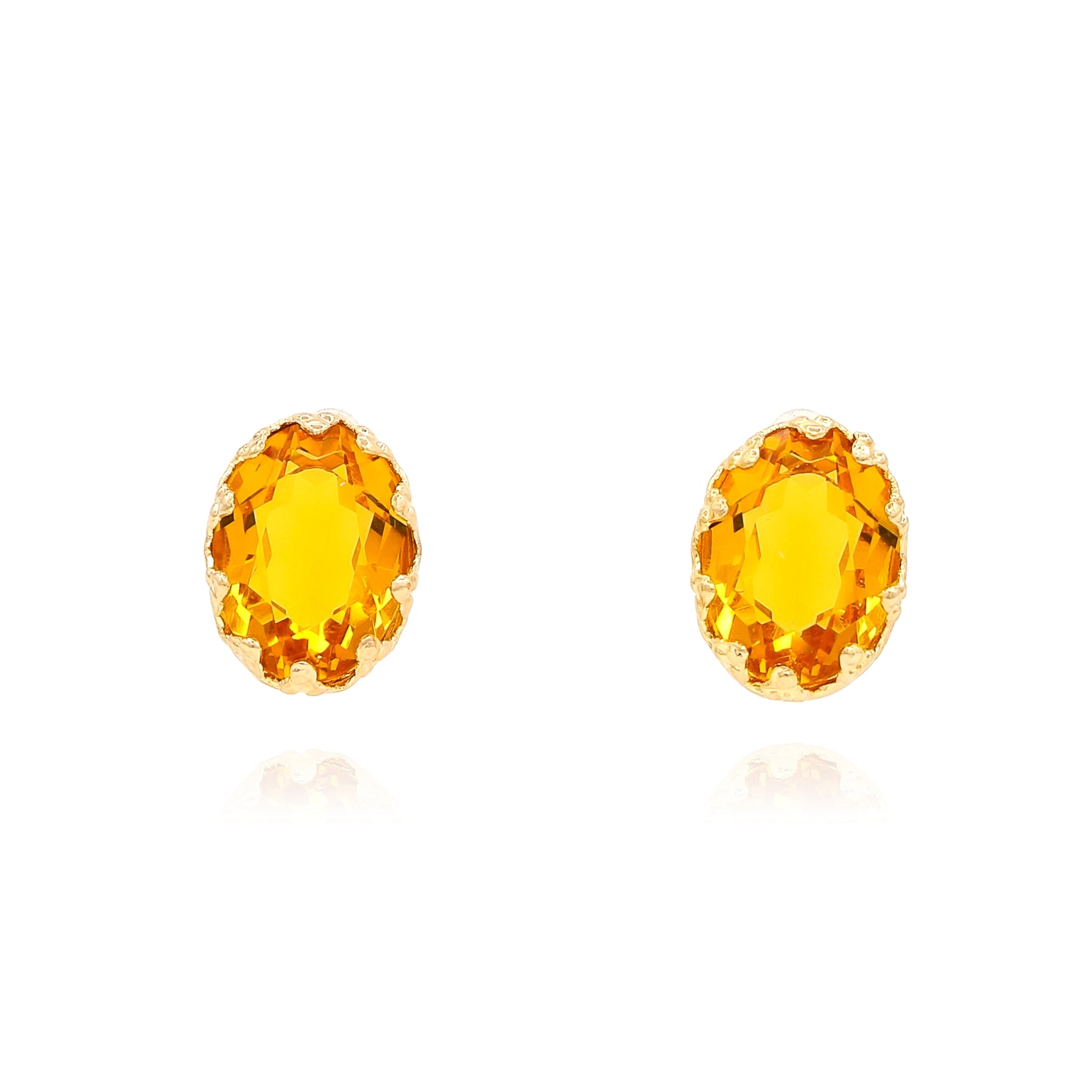 ESTATE 14K YELLOW GOLD OVAL CITRINE STUD EARRINGS