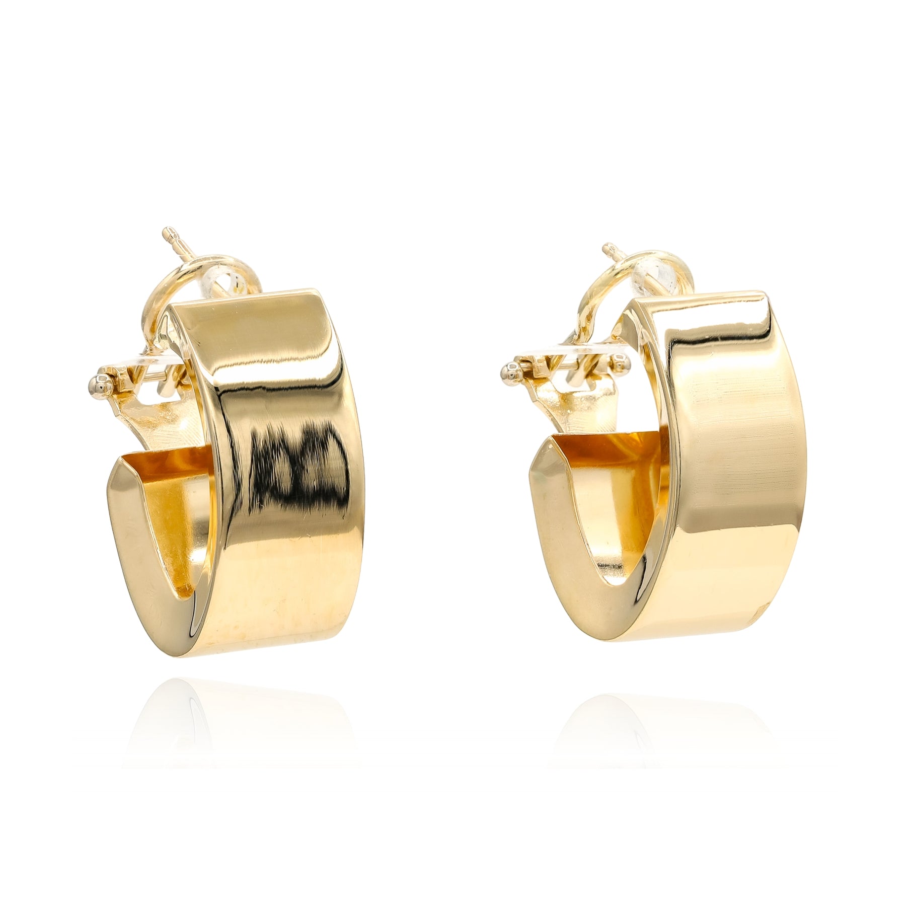 ESTATE 14K YELLOW GOLD WIDE J-HOOP EARRINGS