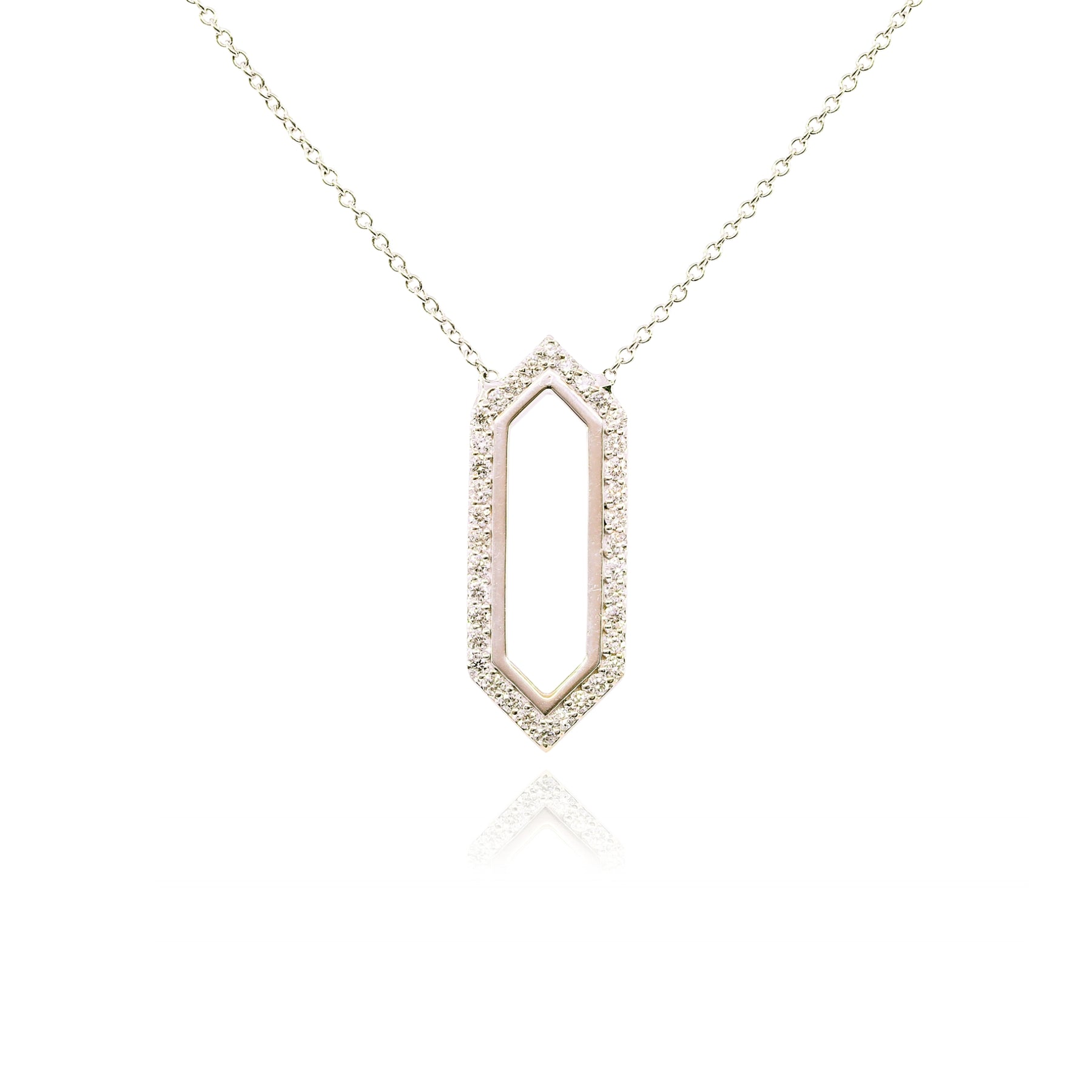 ESTATE 14K WHITE GOLD OPEN HEXAGON DIAMOND NECKLACE - 0.45CTW  222-01560
