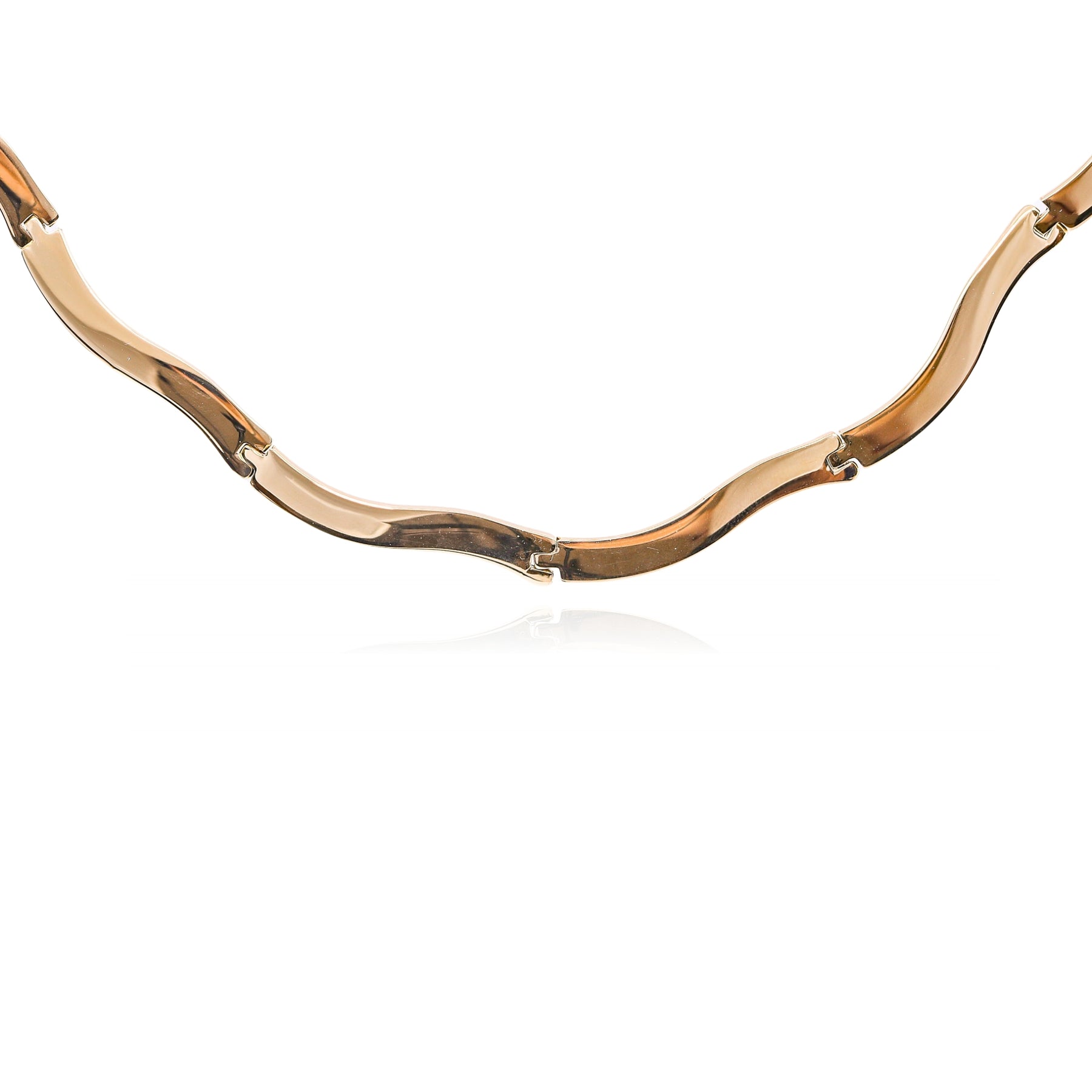 ESTATE 14K YELLOW GOLD WAVY HINGED LINK NECKLACE