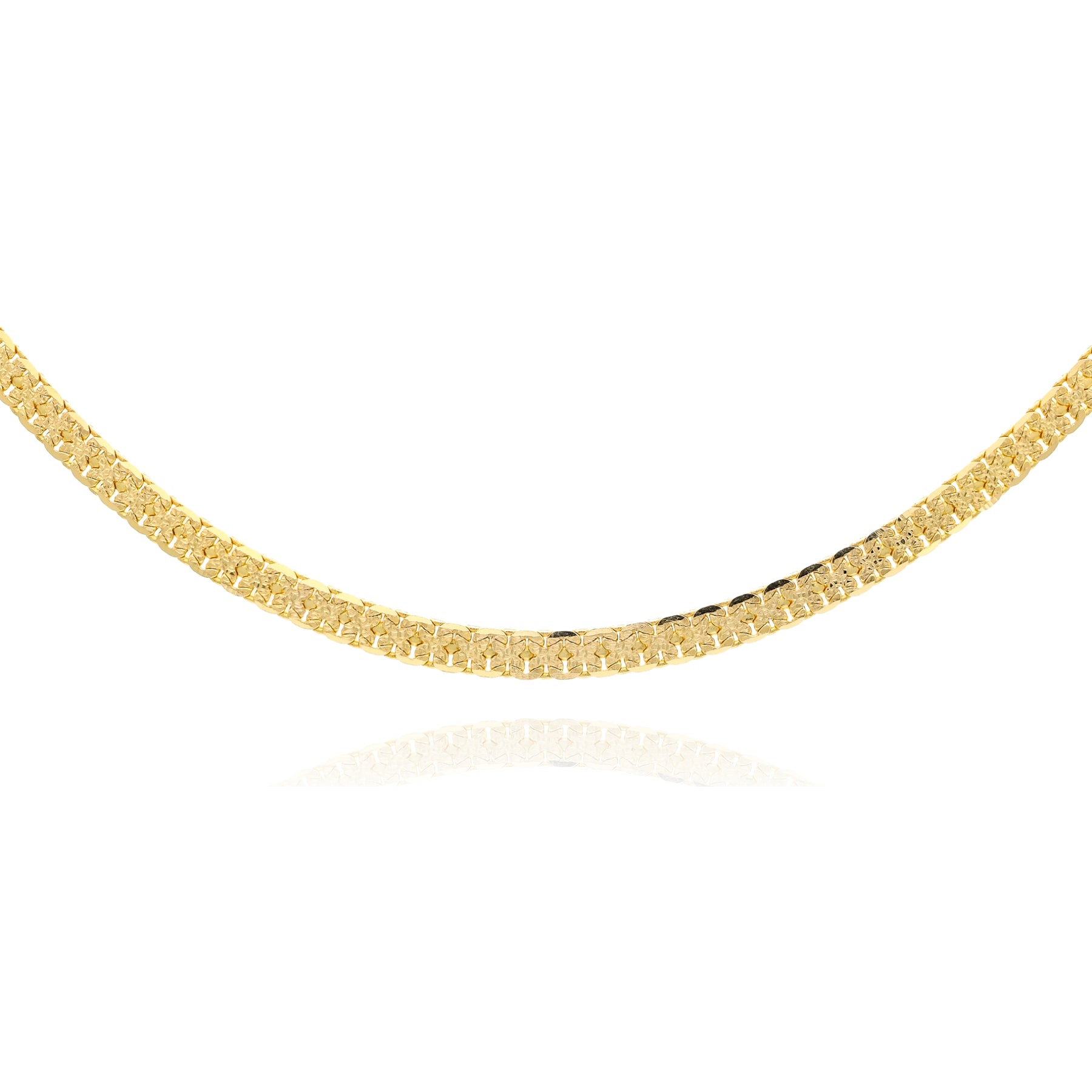 ESTATE 14K YELLOW GOLD FLAT LINK TEXTURED NECKLACE