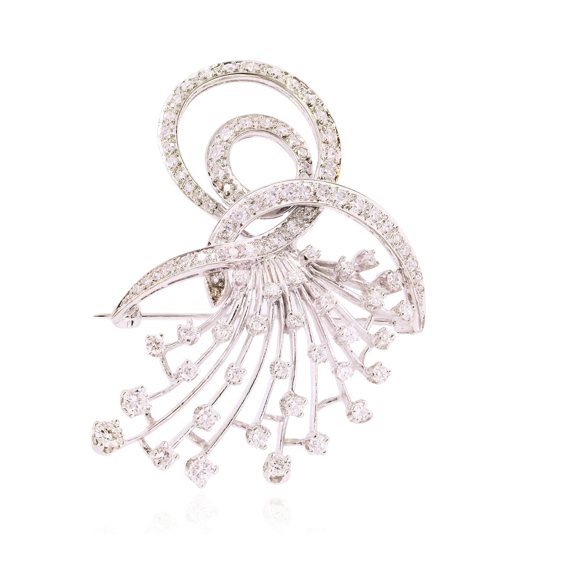 ESTATE 14K WHITE GOLD DIAMOND SPRAY BROOCH - 1.50CTW