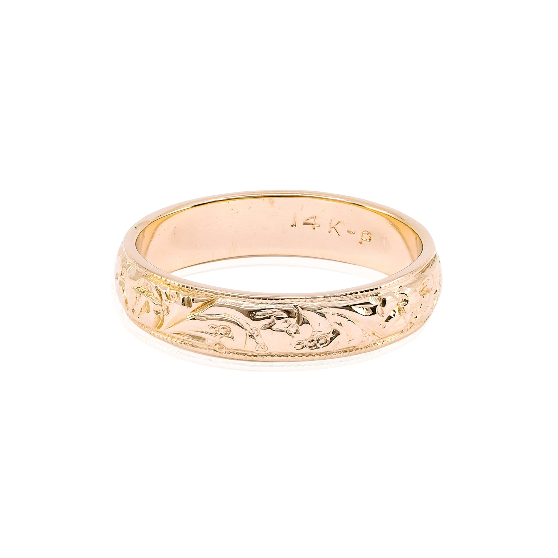 ESTATE 14K YELLOW GOLD ENGRAVED BAND