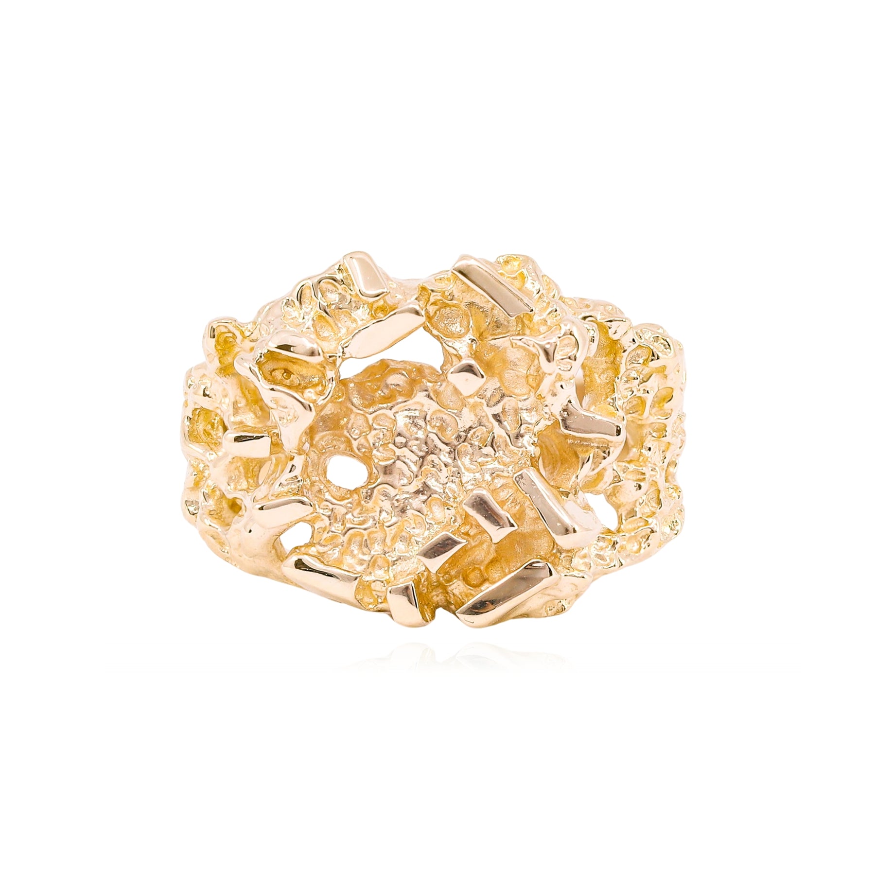 ESTATE 14K YELLOW GOLD ABSTRACT NUGGET RING