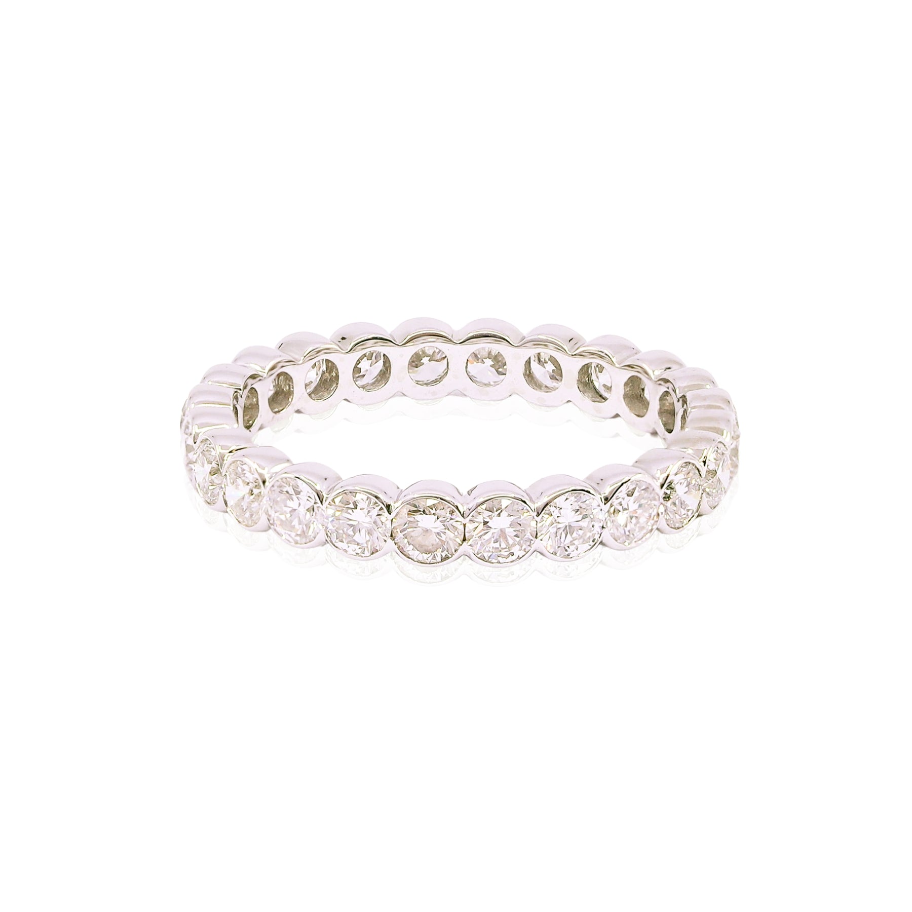 ESTATE MARK PATTERSON 18K WHITE GOLD BEZEL SET DIAMOND ETERNITY BAND - 1.52CTW