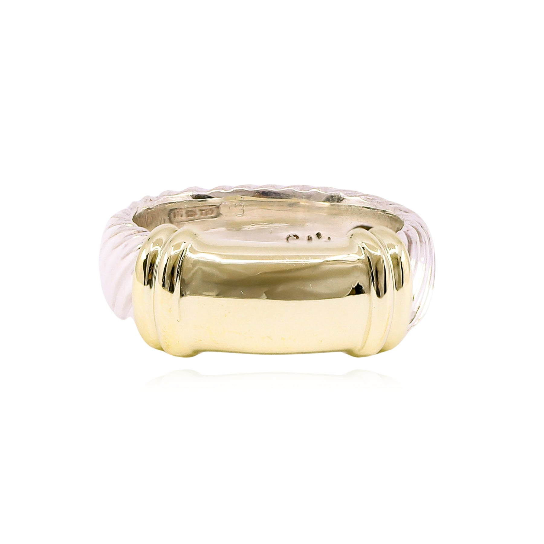 ESTATE DAVID YURMAN STERLING SILVER 18K YELLOW GOLD METRO CABLE RING