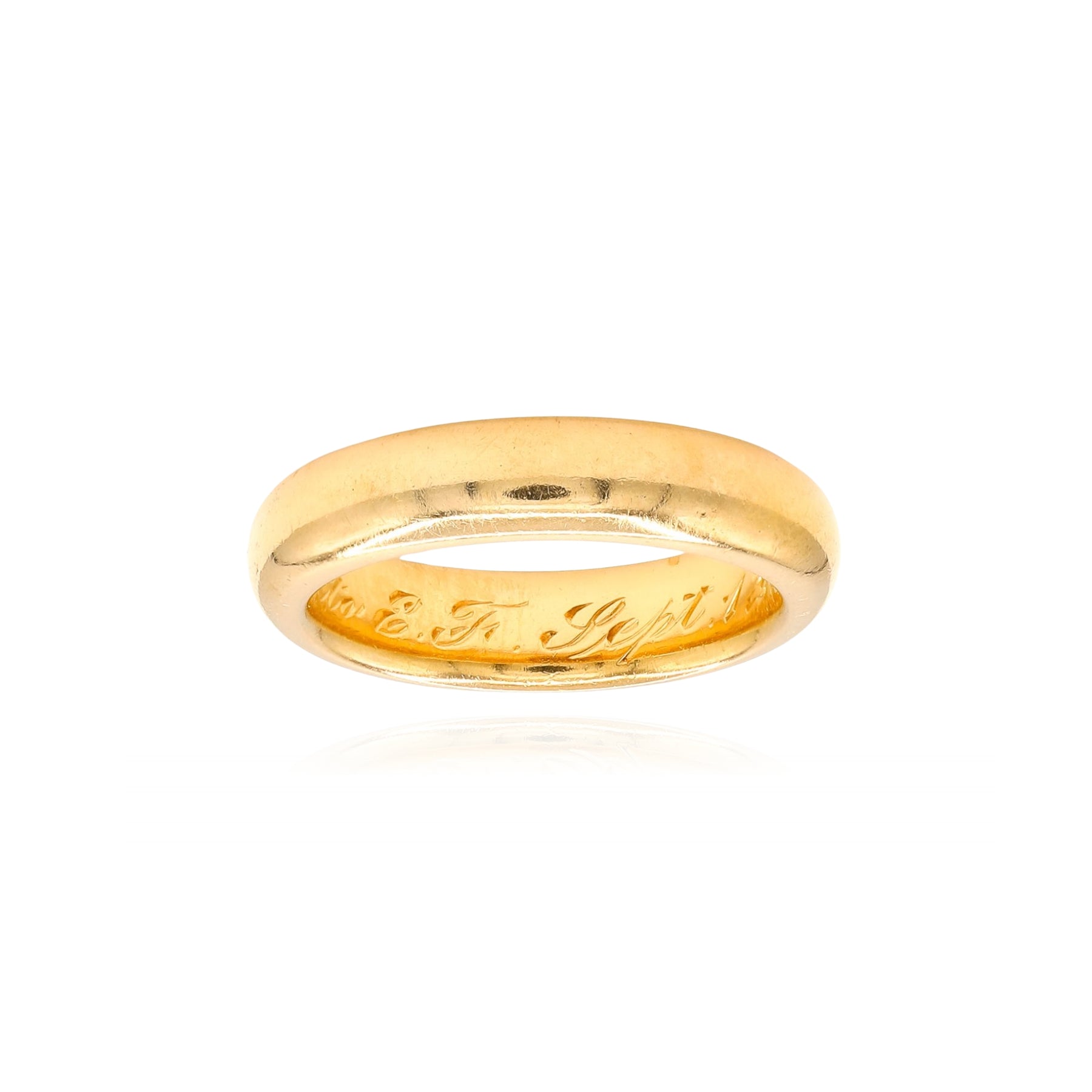 ESTATE ANTIQUE 18K YELLOW GOLD 4.5MM HEAVY ROUNDED BAND CIRCA 1912