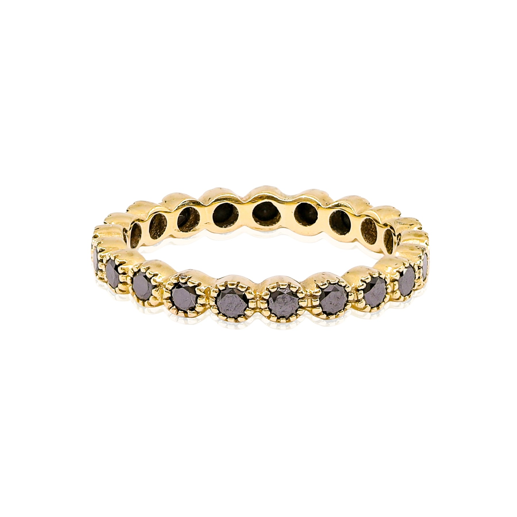 ESTATE SETHI COUTURE 18K YELLOW GOLD BLACK DIAMOND BEZEL ETERNITY BAND - 0.68CTW  227-01196