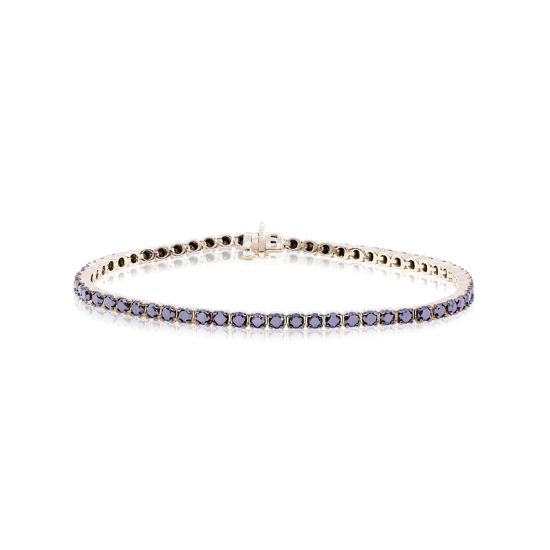 14K YELLOW GOLD ROUND BLACK DIAMOND TENNIS BRACELET