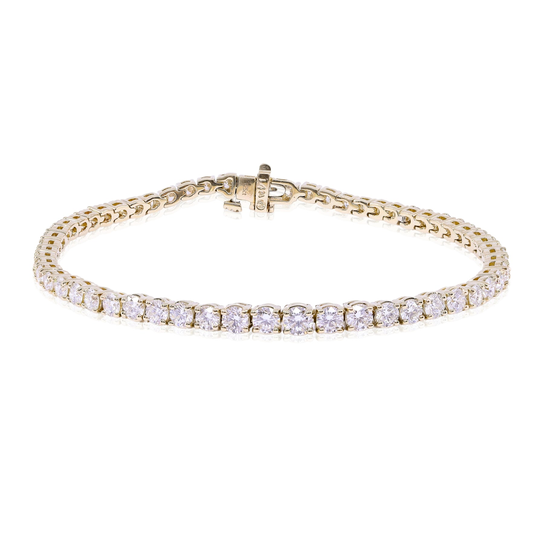 14K YELLOW GOLD DIAMOND TENNIS BRACELET - 5.25CTW