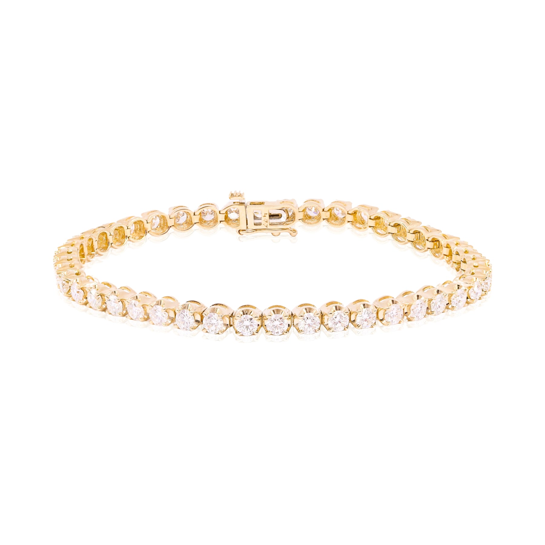14K YELLOW GOLD DIAMOND TENNIS BRACELET - 4.77CTW