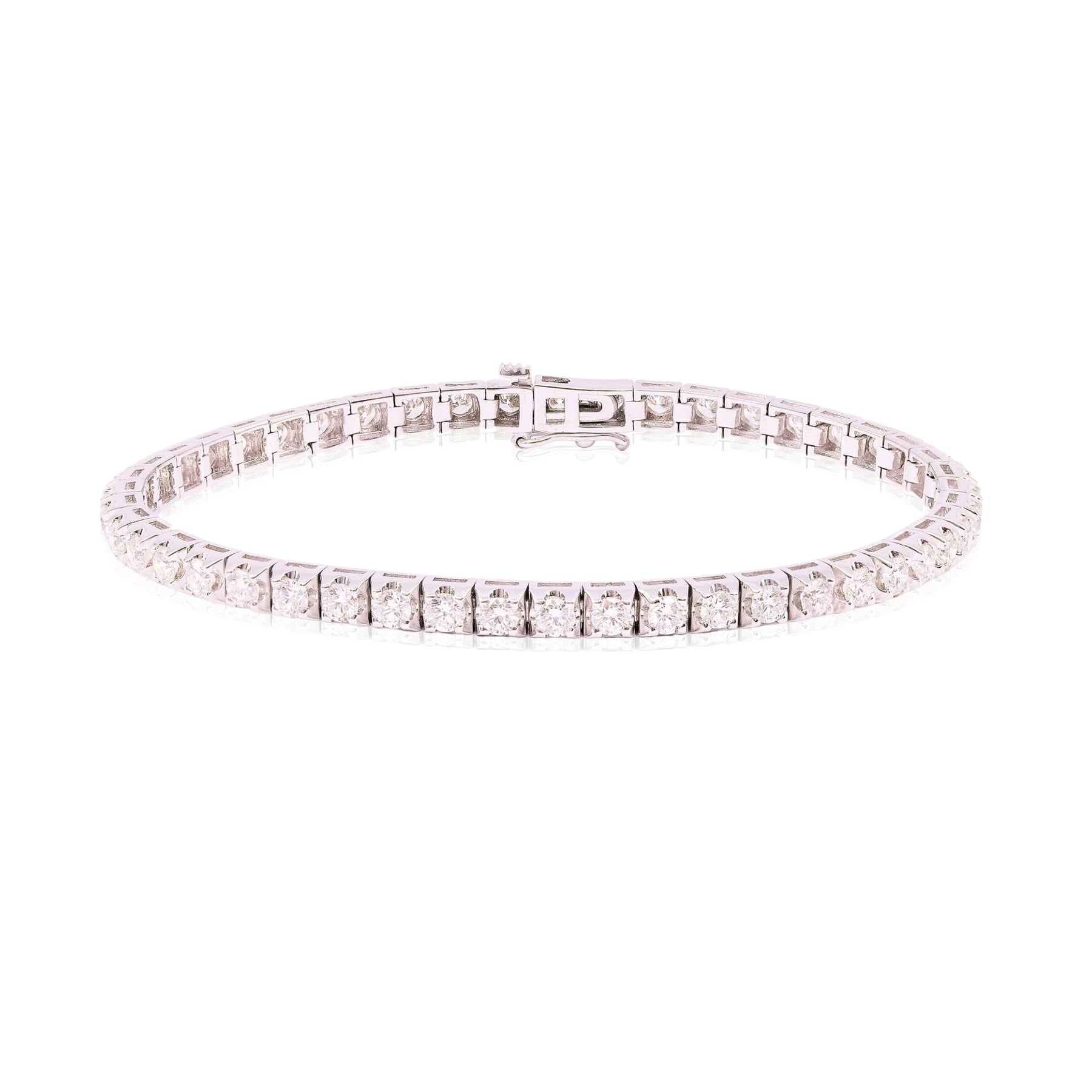14K WHITE GOLD DIAMOND TENNIS BRACELET - 4.18CTW