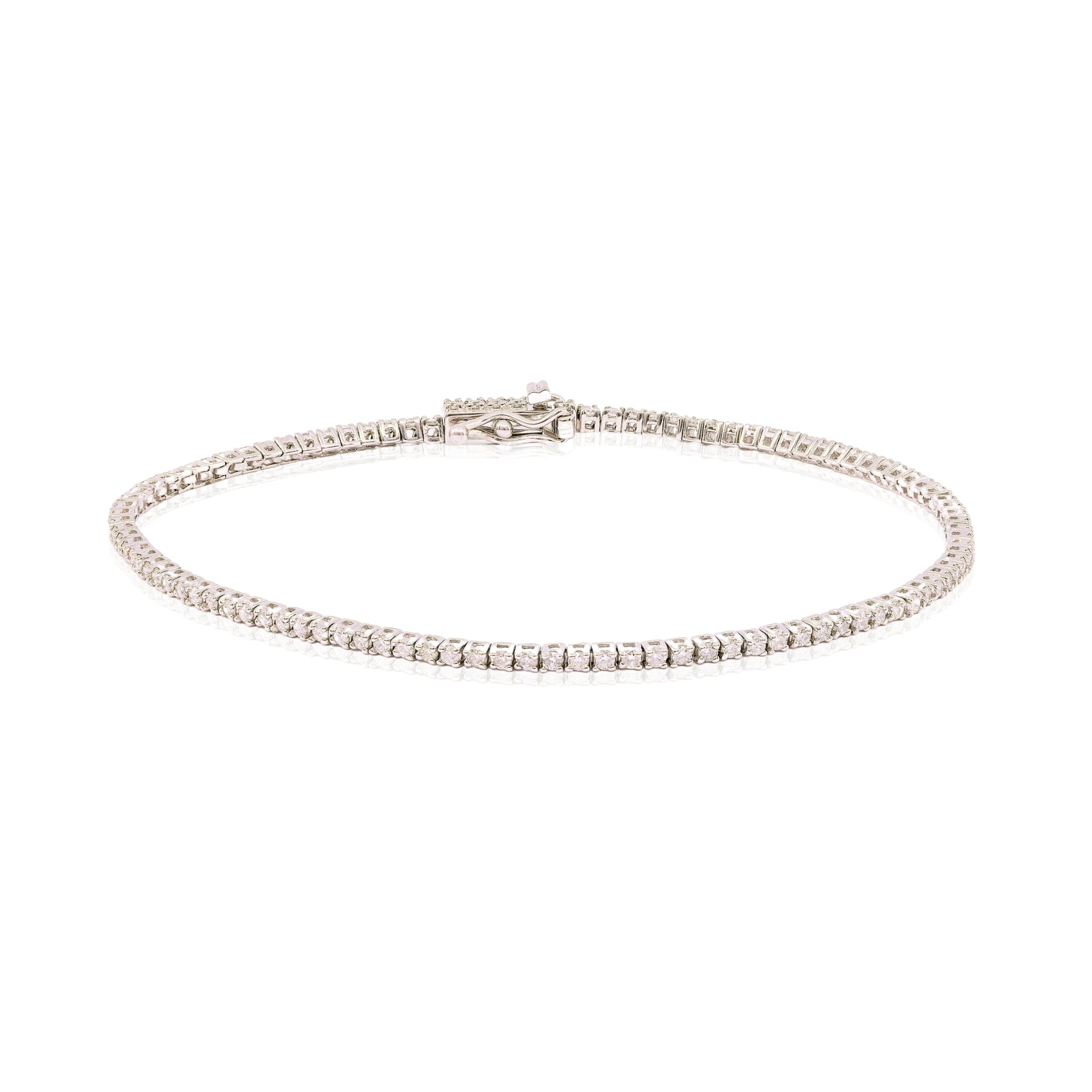 14K WHITE GOLD DIAMOND TENNIS BRACELET - 1.13CTW