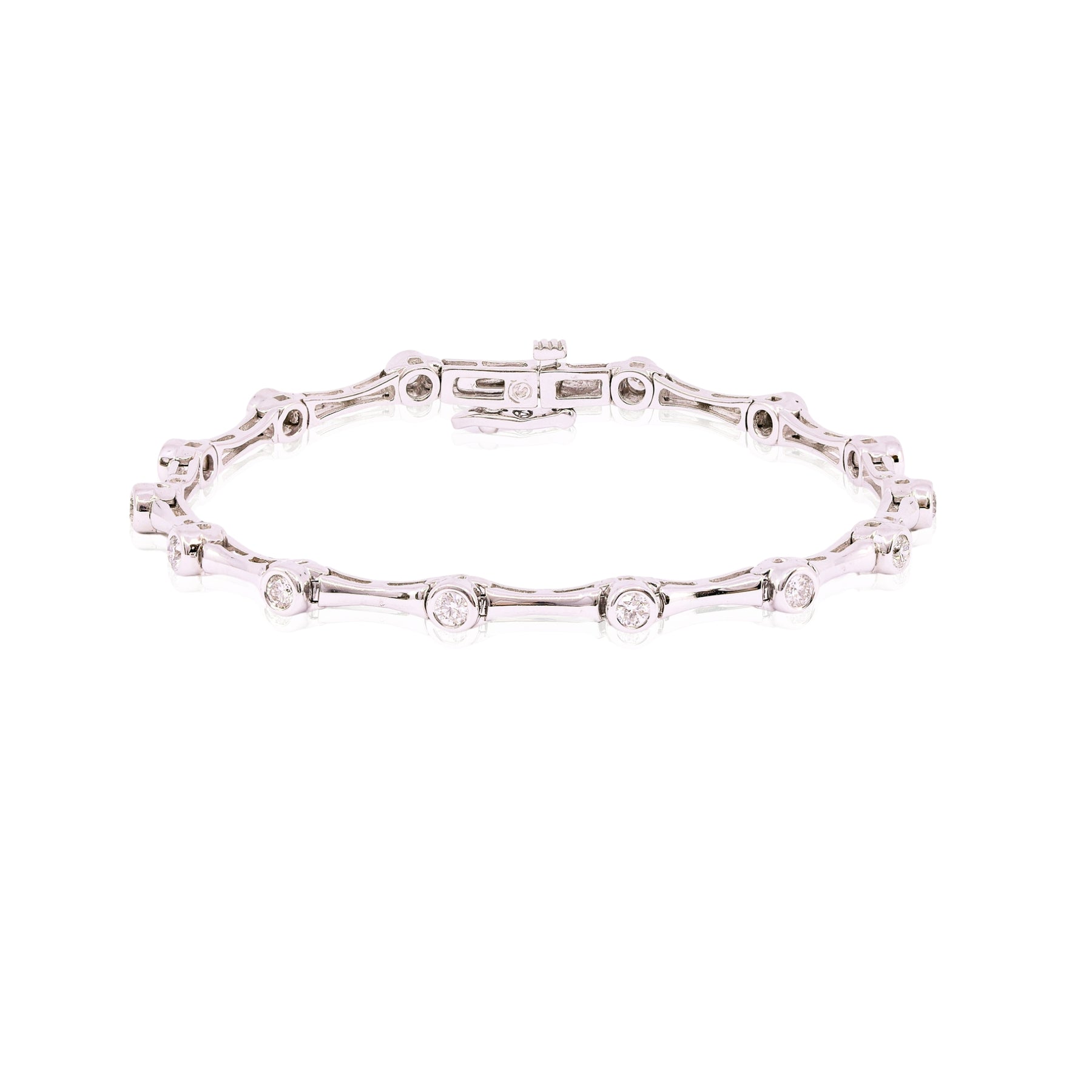 14K WHITE GOLD DIAMOND BAR LINK BRACELET - 0.90CTW