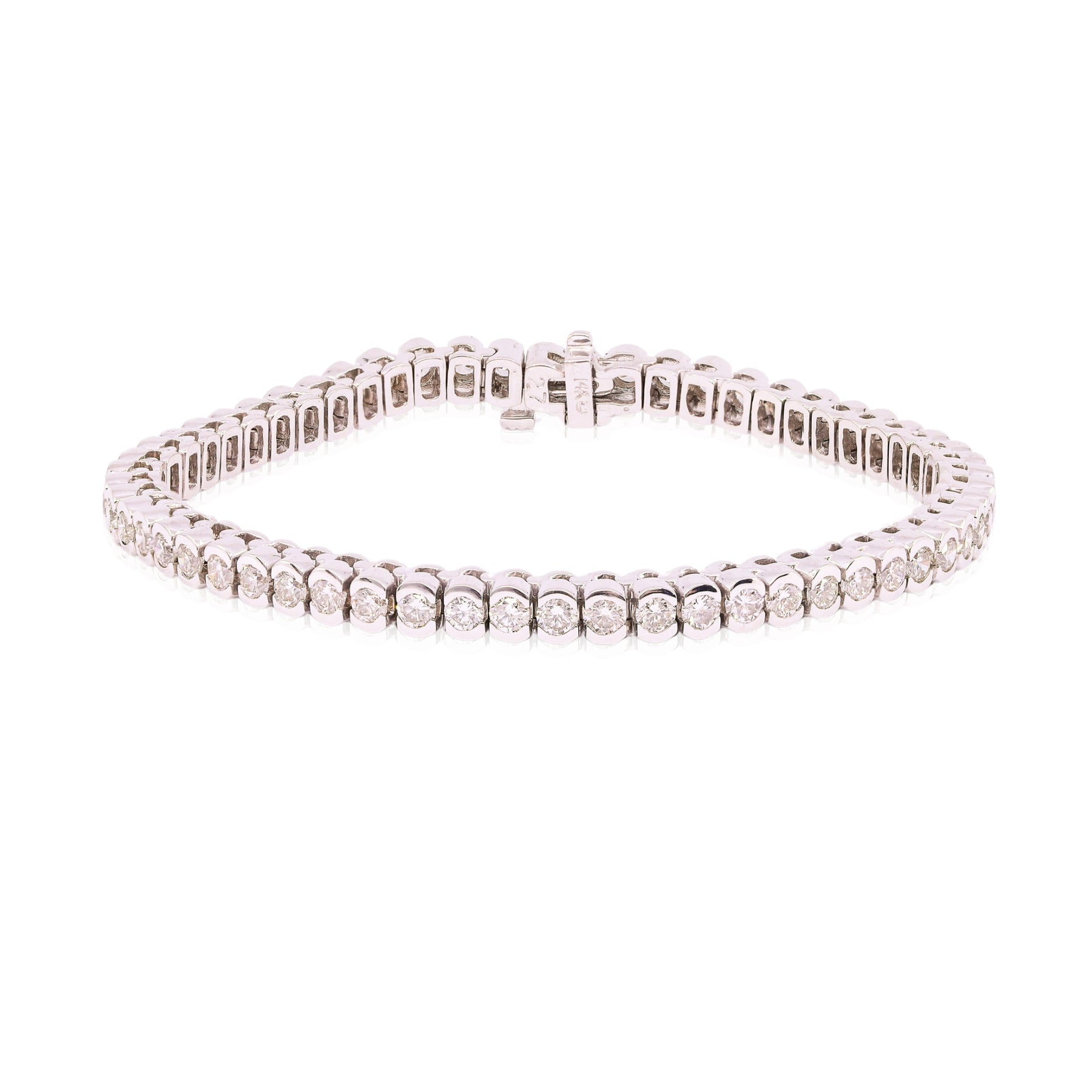 14K WHITE GOLD DIAMOND HALF-BEZEL BRACELET - 5.00CTW