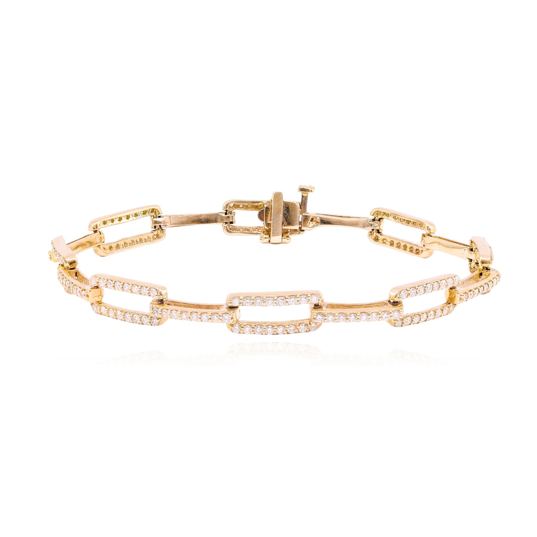 14K YELLOW GOLD DIAMOND PAVE LINK BRACELET - 1.72CTW  228-06244