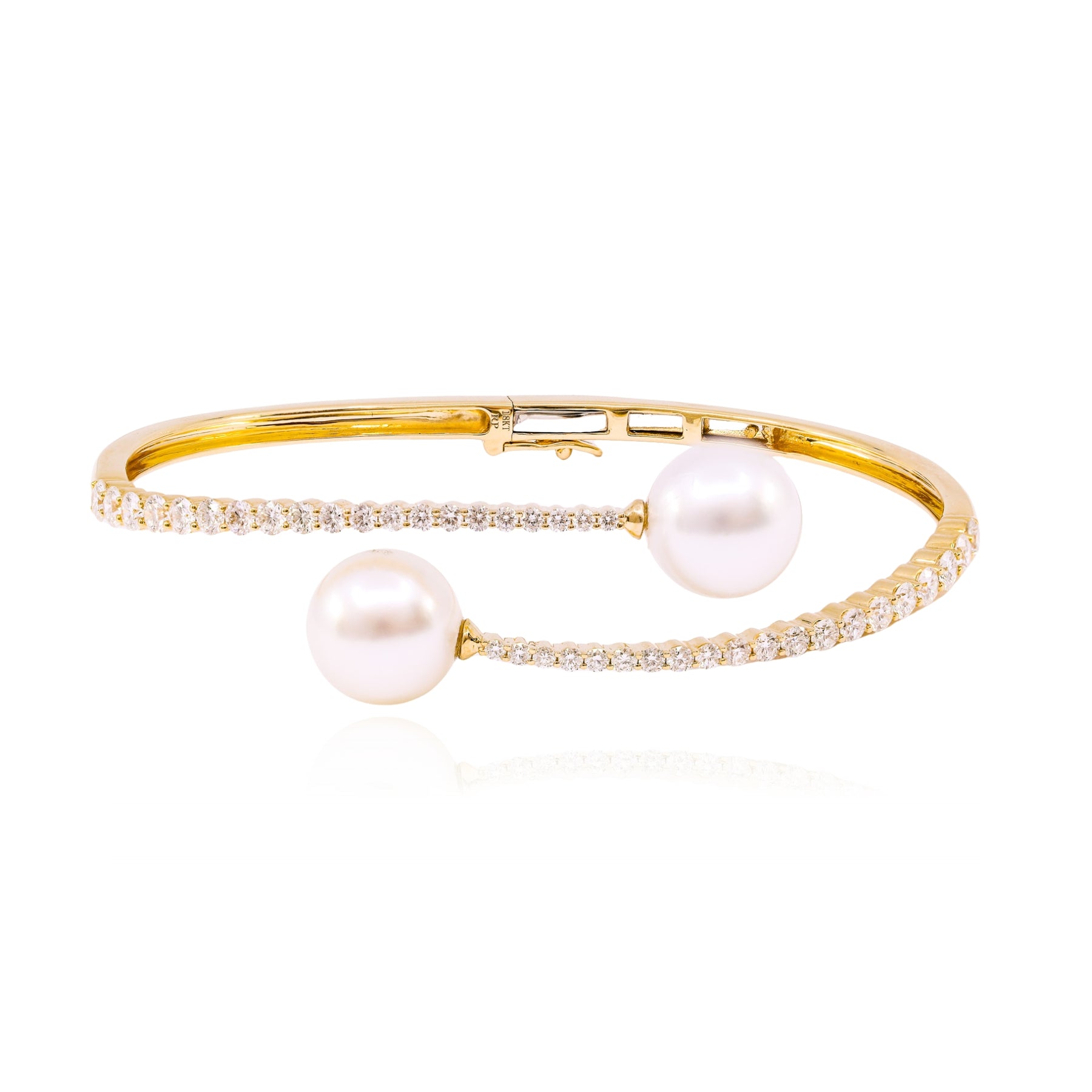18K YELLOW GOLD SOUTH SEA PEARL AND DIAMOND BYPASS BRACELET  228-06310