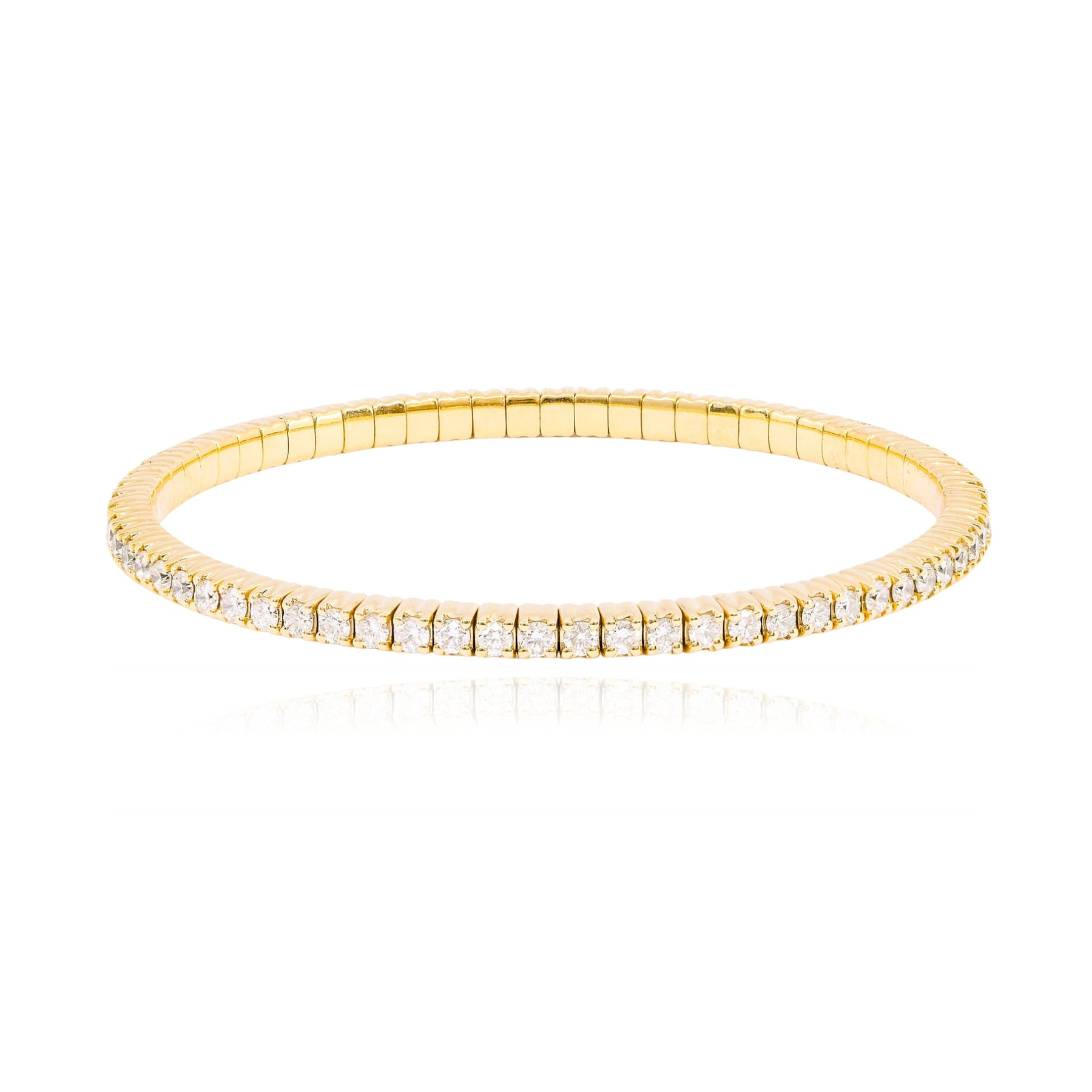 18K YELLOW GOLD DIAMOND STRETCH BRACELET - 3.22CTW