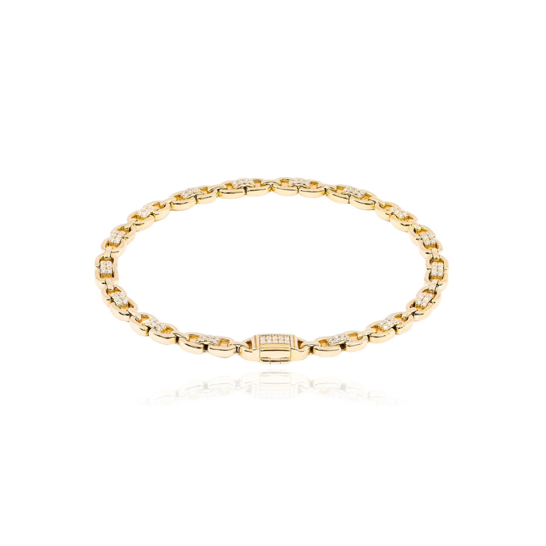 14K YELLOW GOLD MARINER PAVE DIAMOND BRACELET 0.45CTW
