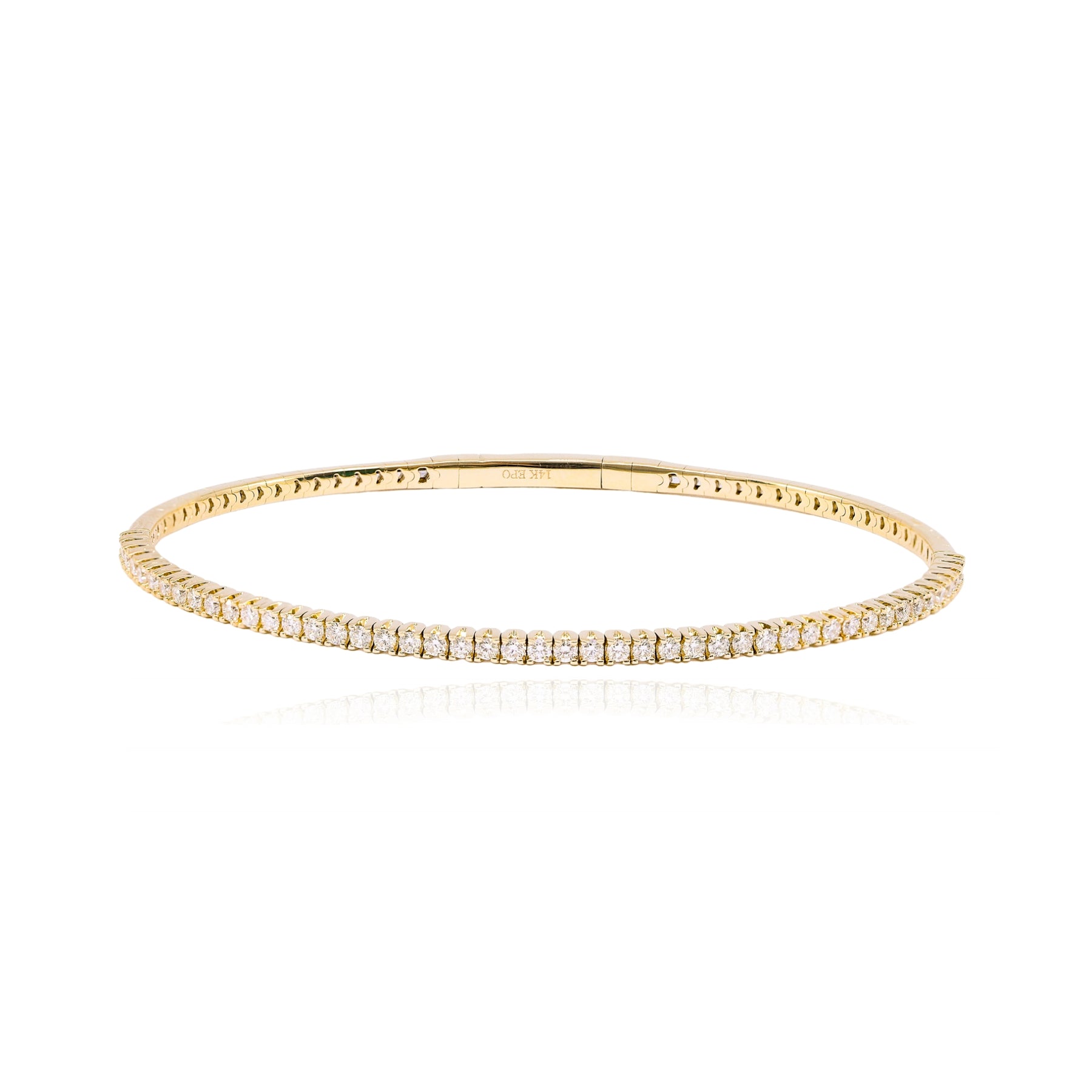 14K YELLOW GOLD FLEXIBLE DIAMOND BANGLE BRACELET 0.90CTW