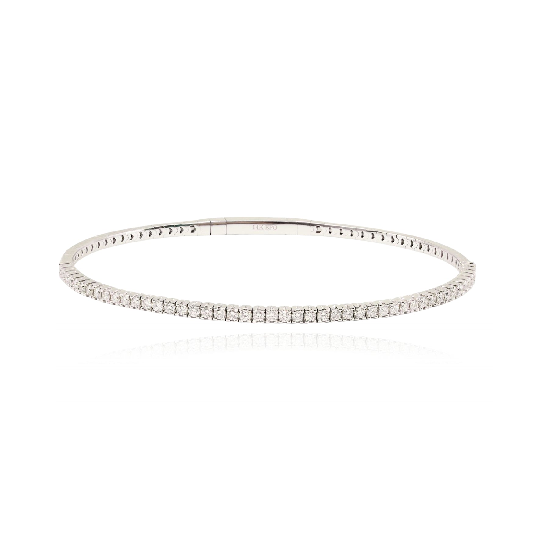 14K WHITE GOLD FLEXIBLE DIAMOND BANGLE BRACELET B233 14KW