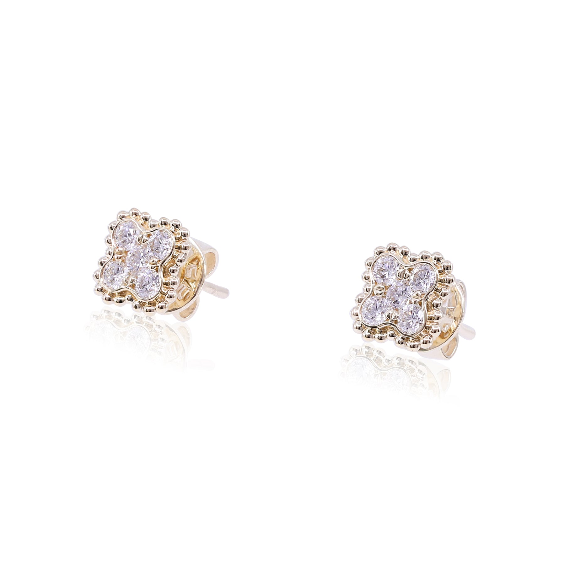 14K YELLOW GOLD DIAMOND CLOVER EARRINGS - 0.48CTW