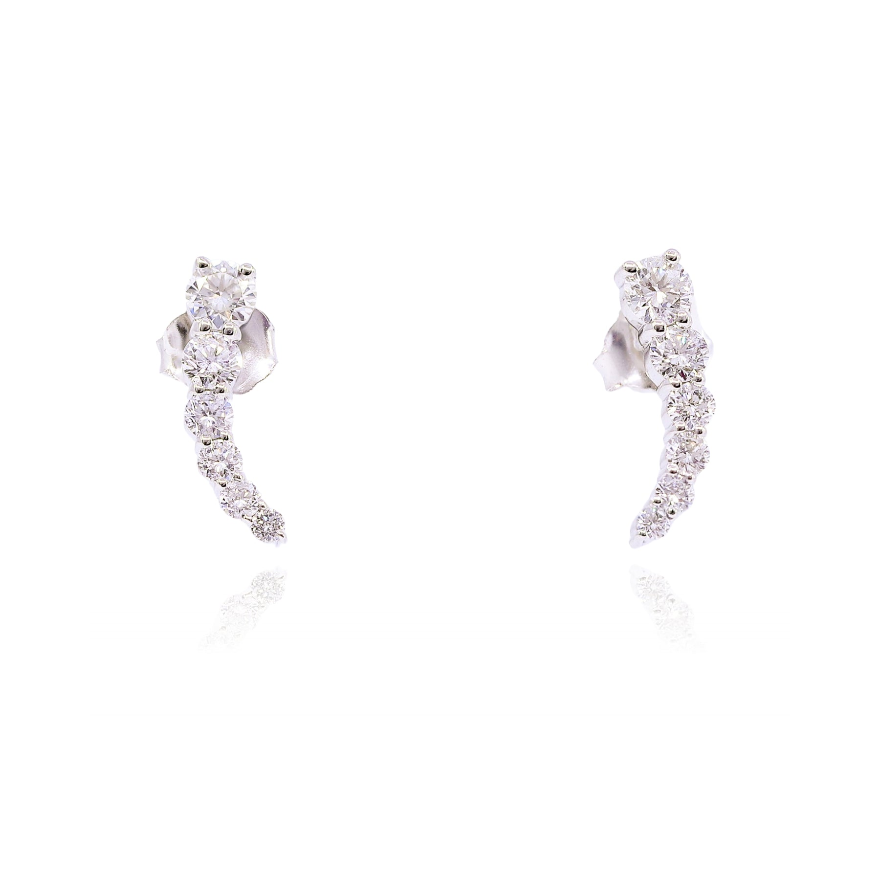 14K WHITE GOLD DIAMOND EAR CLIMBER EARRINGS - 0.89CTW