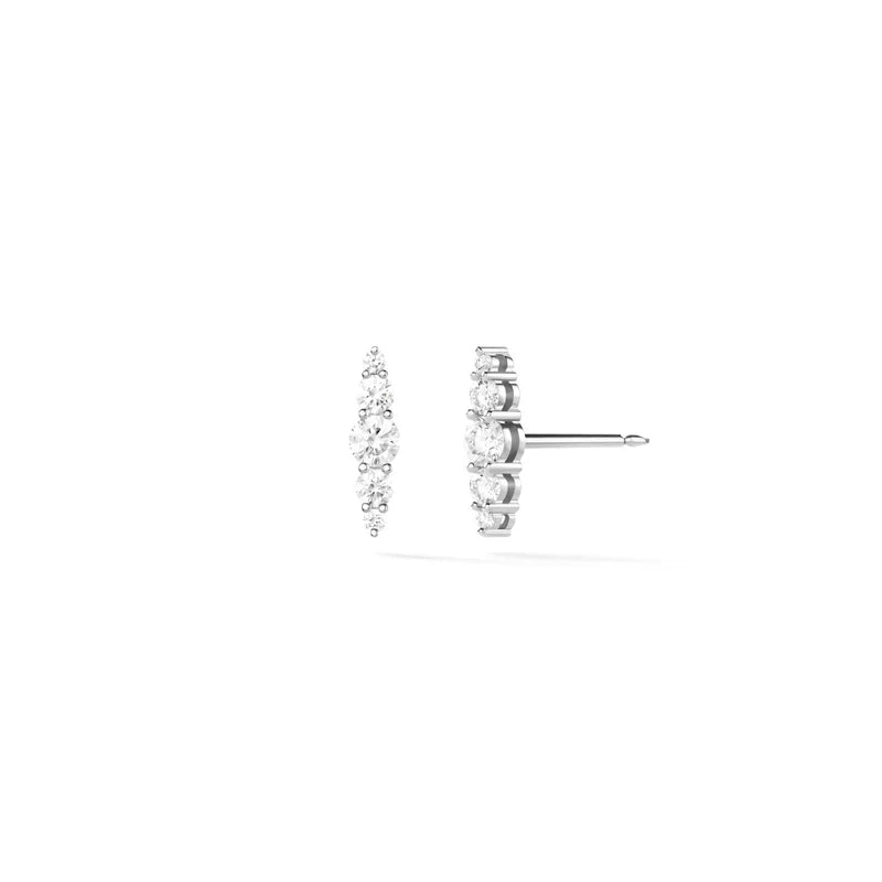 MELISSA KAYE 18K WHITE GOLD ARIA GRADUATED DIAMOND STUD EARRINGS