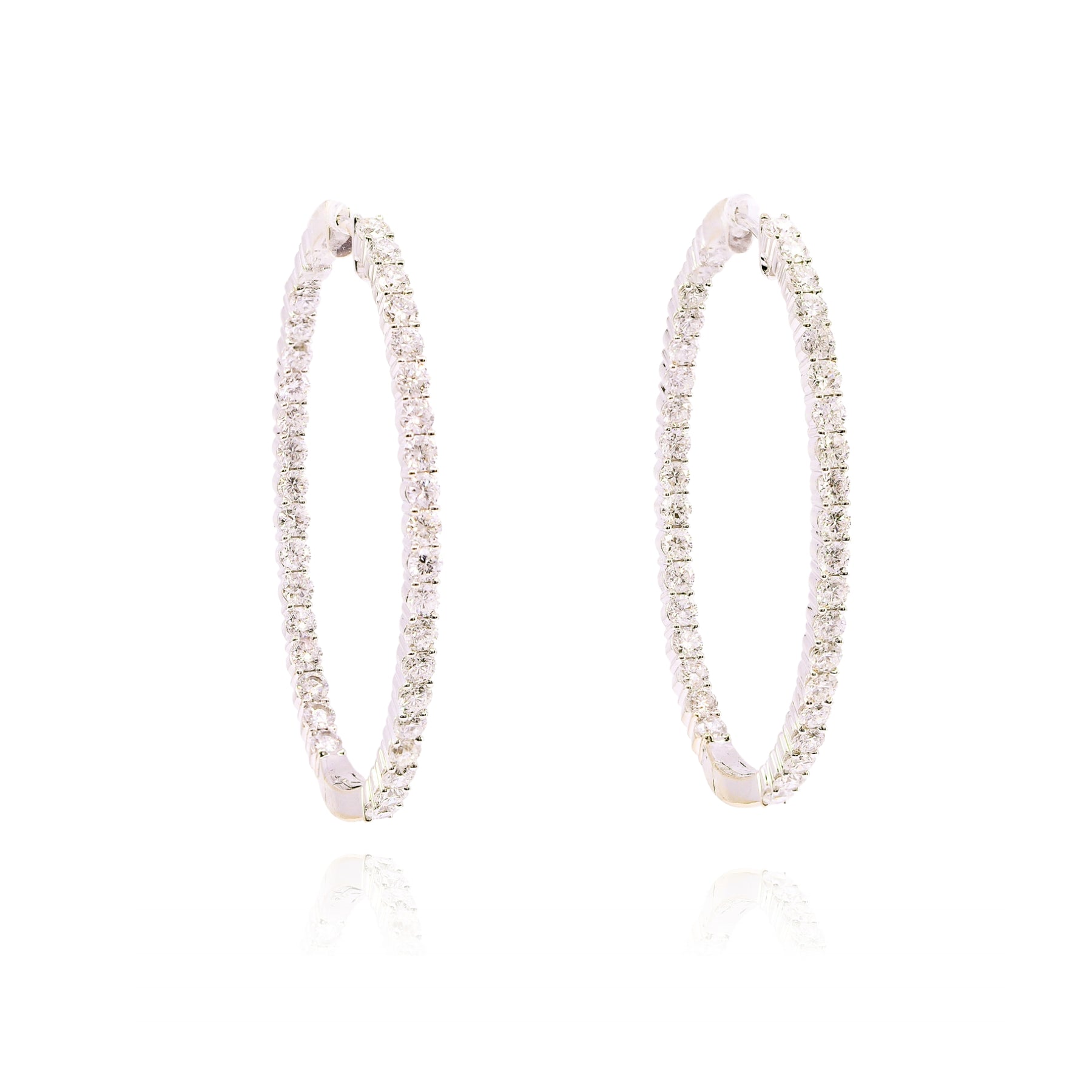 ESTATE 18K WHITE GOLD INSIDE-OUT DIAMOND HOOP EARRINGS - 2.50CTW