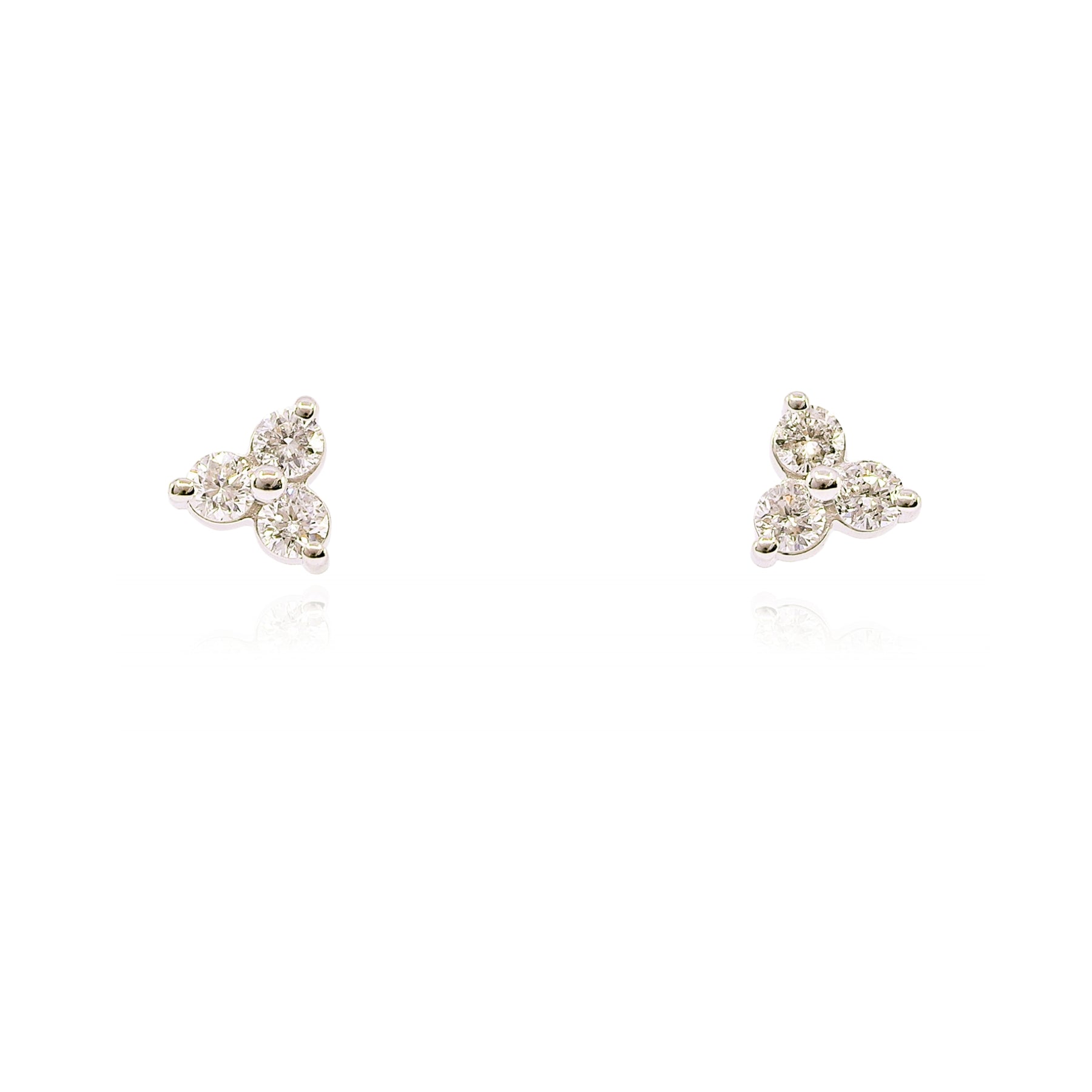 14K WHITE GOLD DIAMOND CLUSTER STUD EARRINGS 0.20CTW