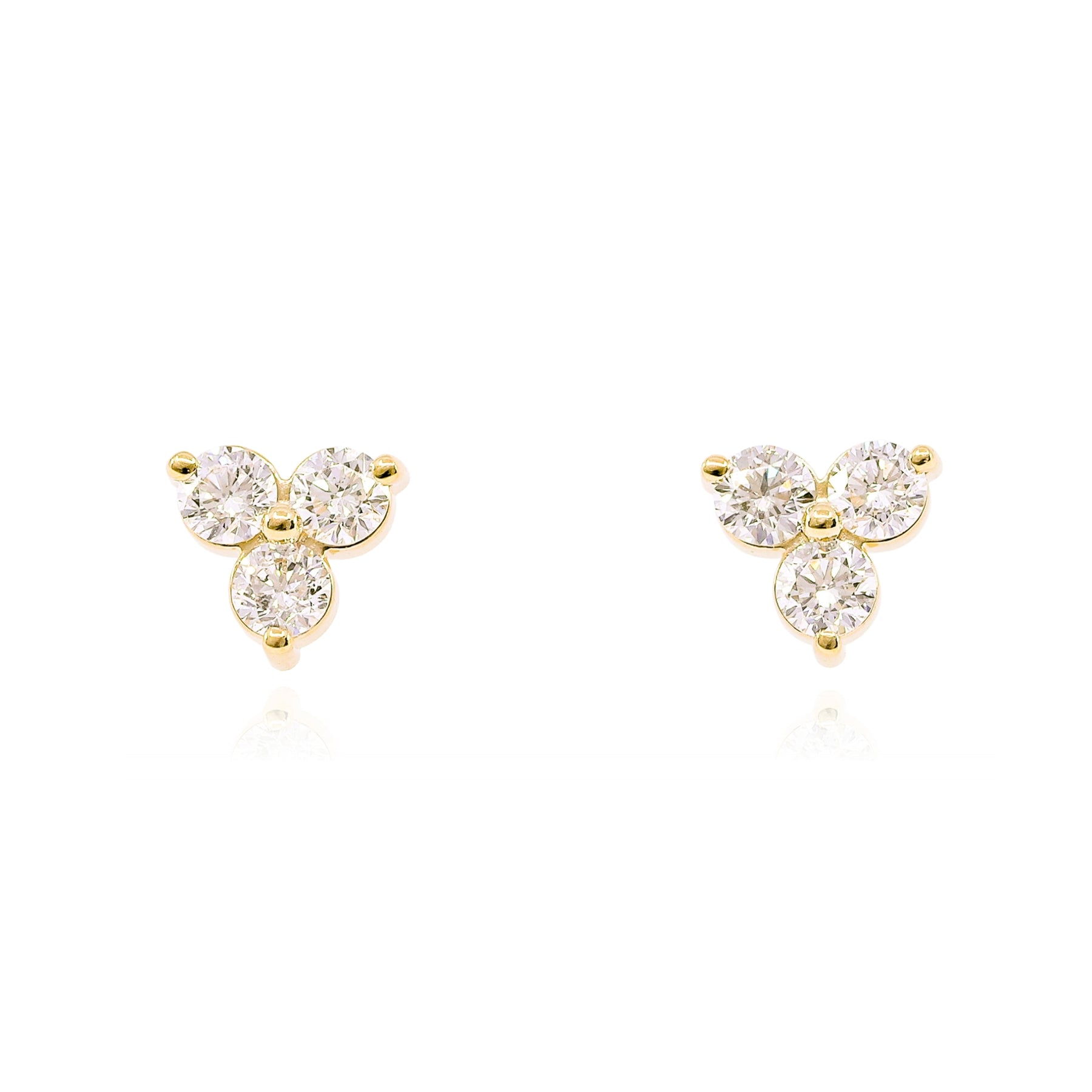 14K YELLOW GOLD DIAMOND CLUSTER STUD EARRINGS - 0.60CTW