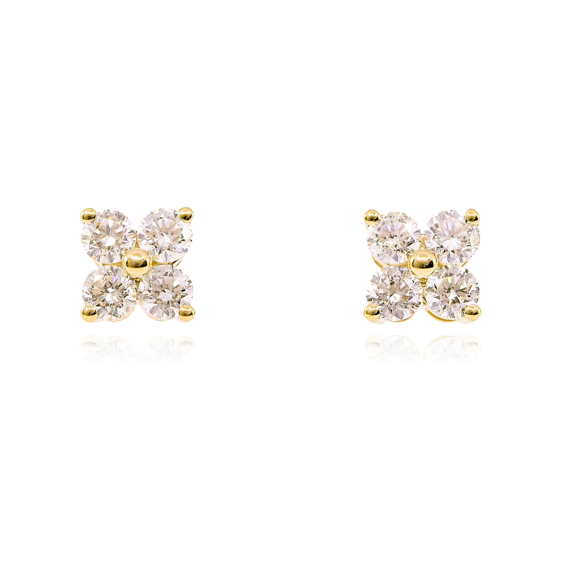 14K YELLOW GOLD DIAMOND CLUSTER STUD EARRINGS - 1.00CTW