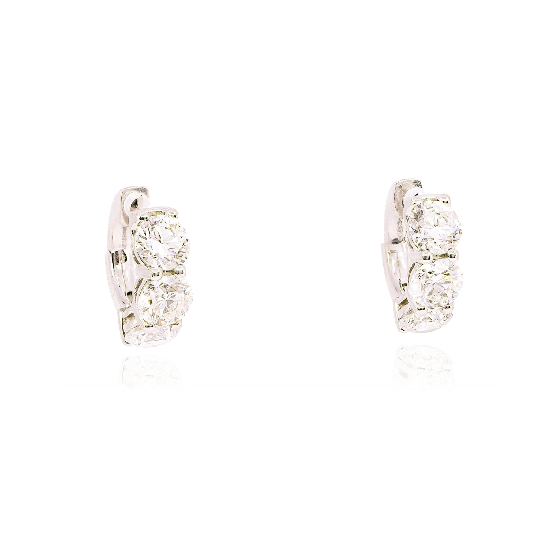 PLATINUM DIAMOND HUGGIE HOOP EARRINGS - 4.22CTW