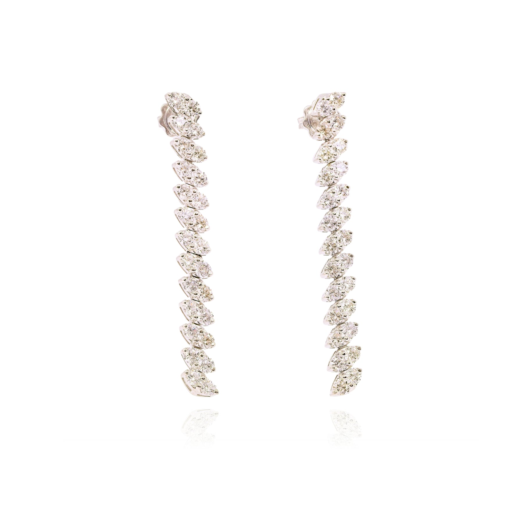 14K WHITE GOLD DIAMOND LINE DROP EARRINGS - 3.75CTW