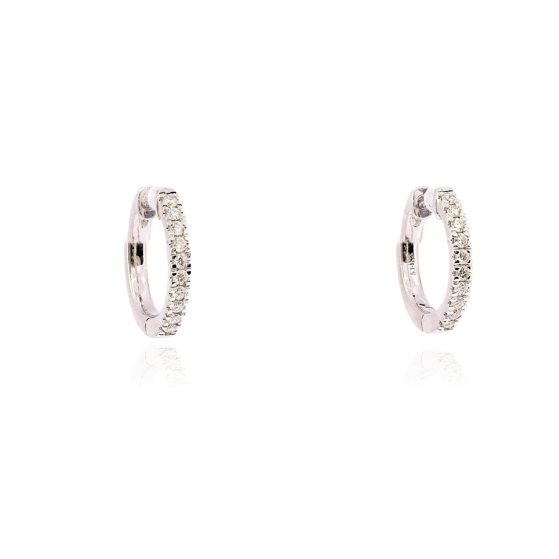 14K WHITE GOLD DIAMOND HOOP EARRINGS - 0.33CTW