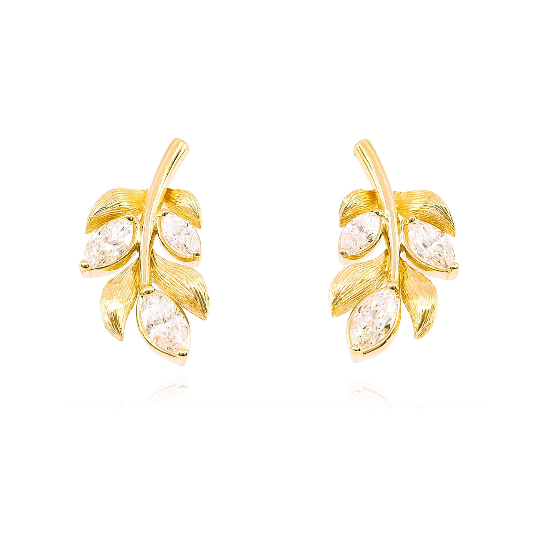 MARK PATTERSON 18K YELLOW GOLD DIAMOND FLORENTINE FINISH GARDEN EARRINGS - 0.63CTW