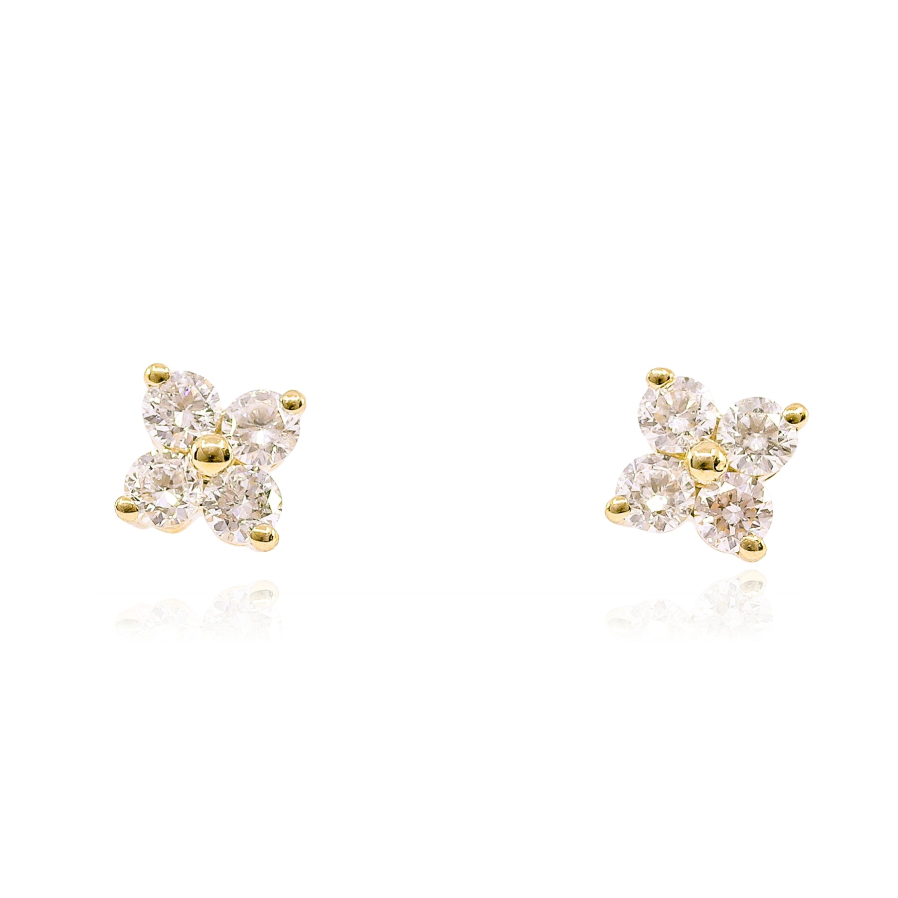 14K YELLOW GOLD DIAMOND CLUSTER STUD EARRINGS - 0.51CTW
