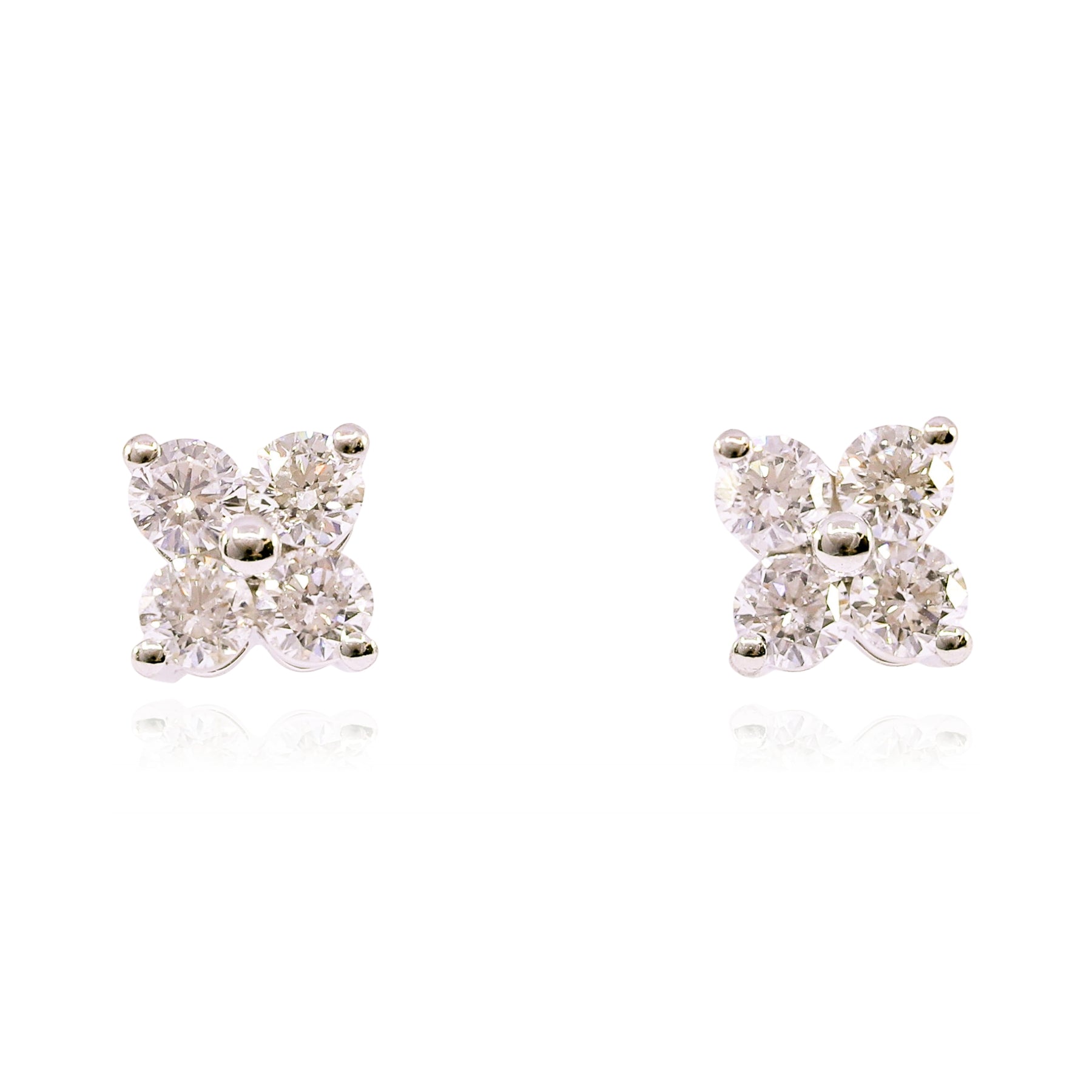 14K WHITE GOLD DIAMOND CLUSTER STUD EARRINGS - 1.00CTW  229-06271