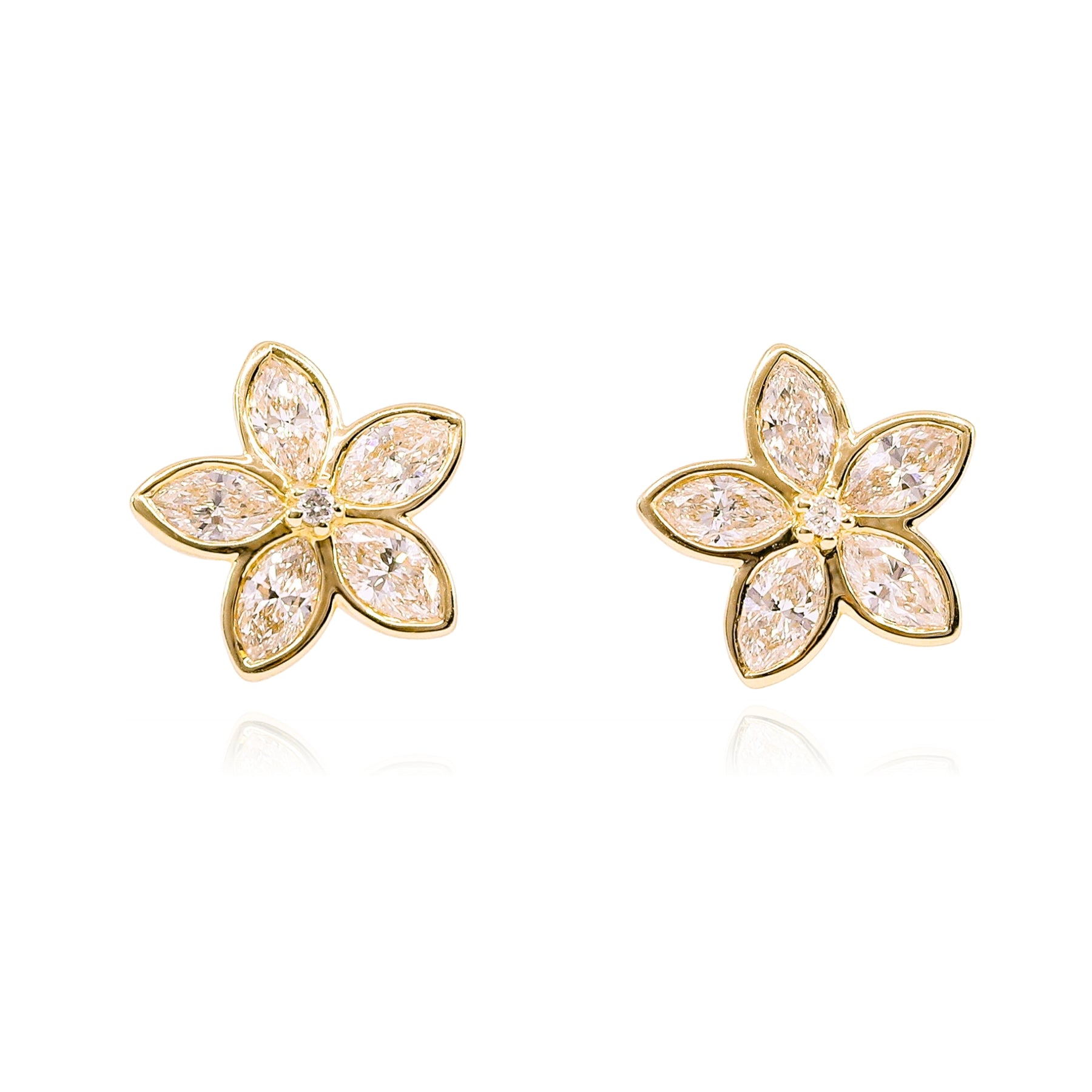 14K YELLOW GOLD FLOWER STUD EARRINGS - 0.91CTW  229-06298