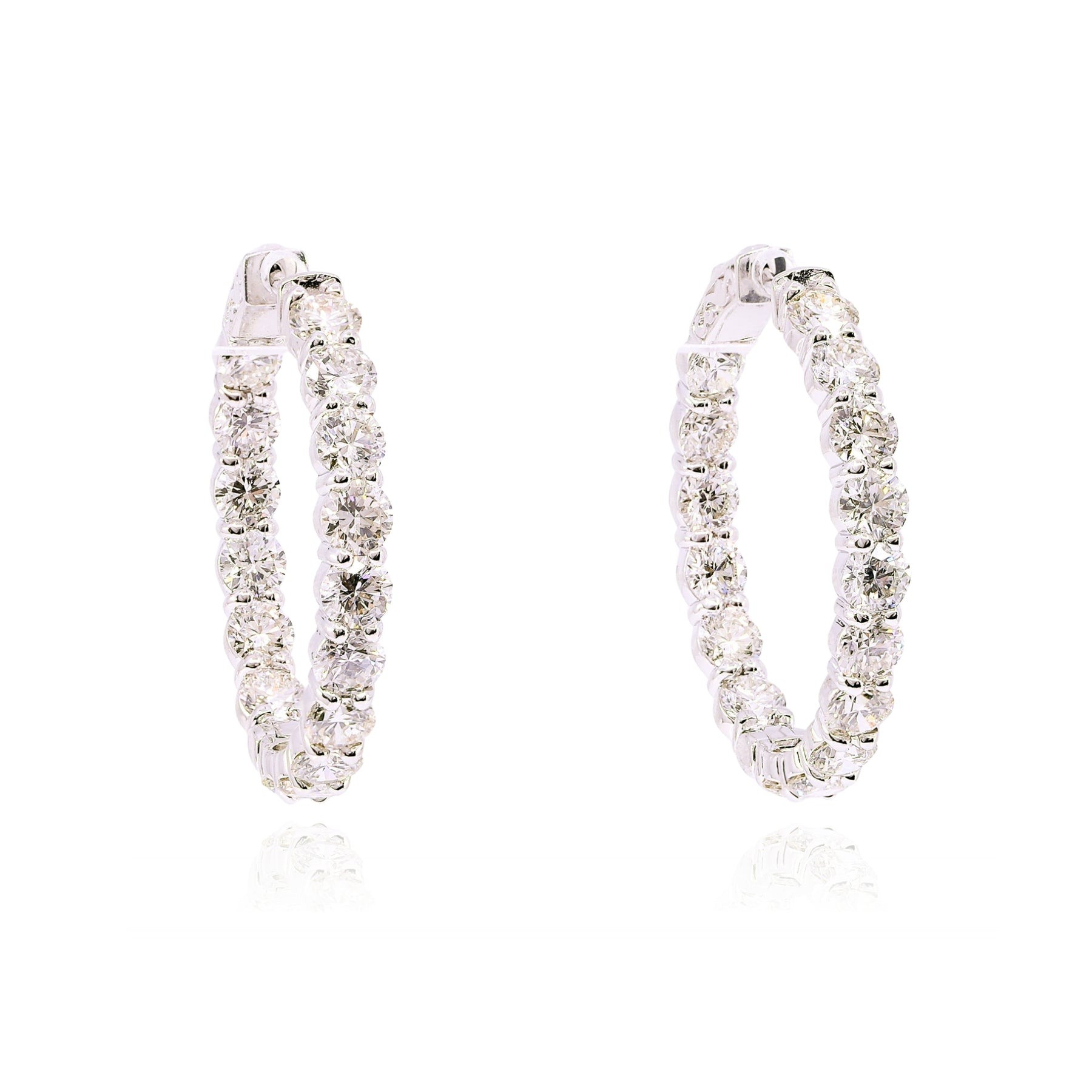 14K WHITE GOLD DIAMOND HOOP EARRINGS - 9.18CTW  229-06331