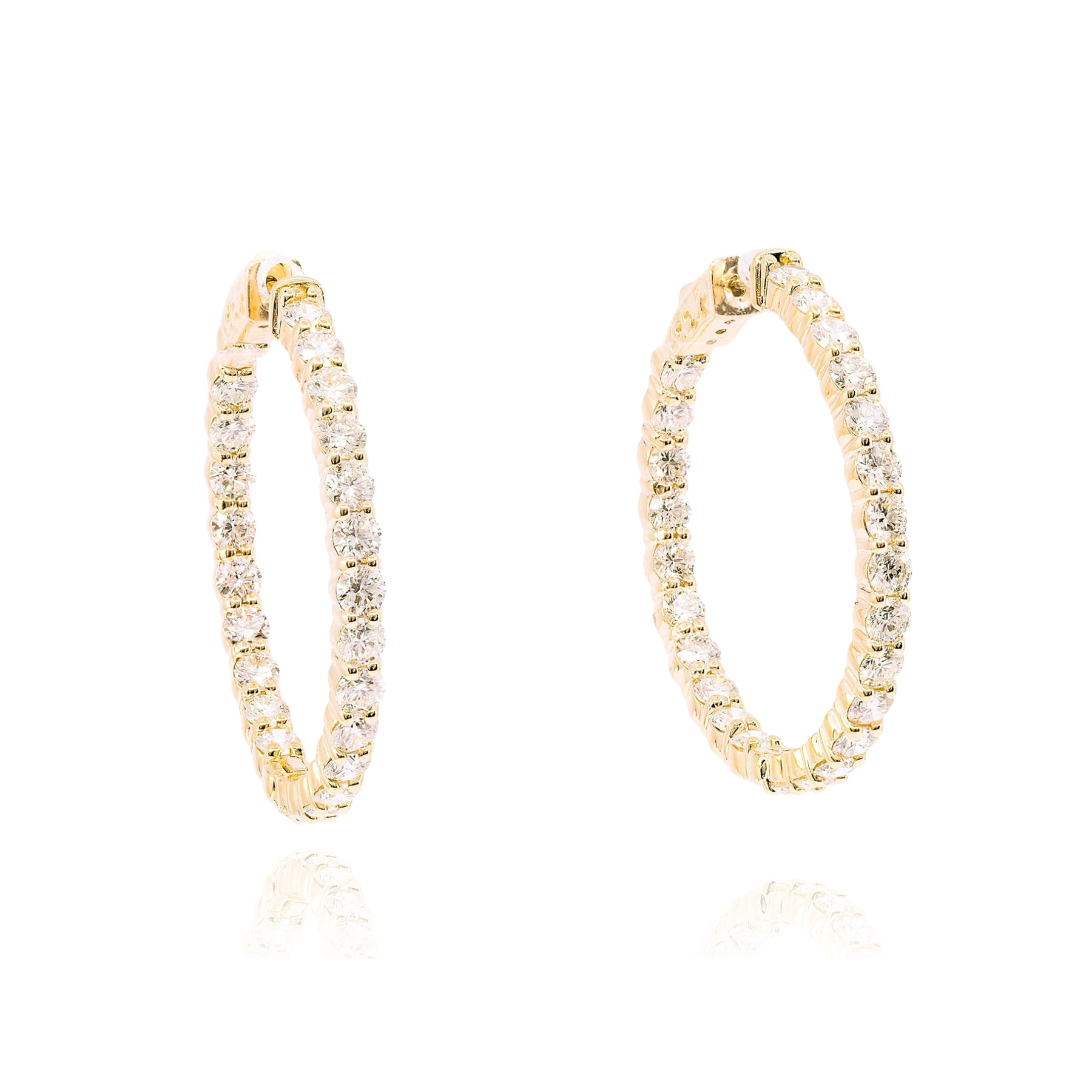 14K YELLOW GOLD DIAMOND HOOP EARRINGS - 4.61CTW  229-06365