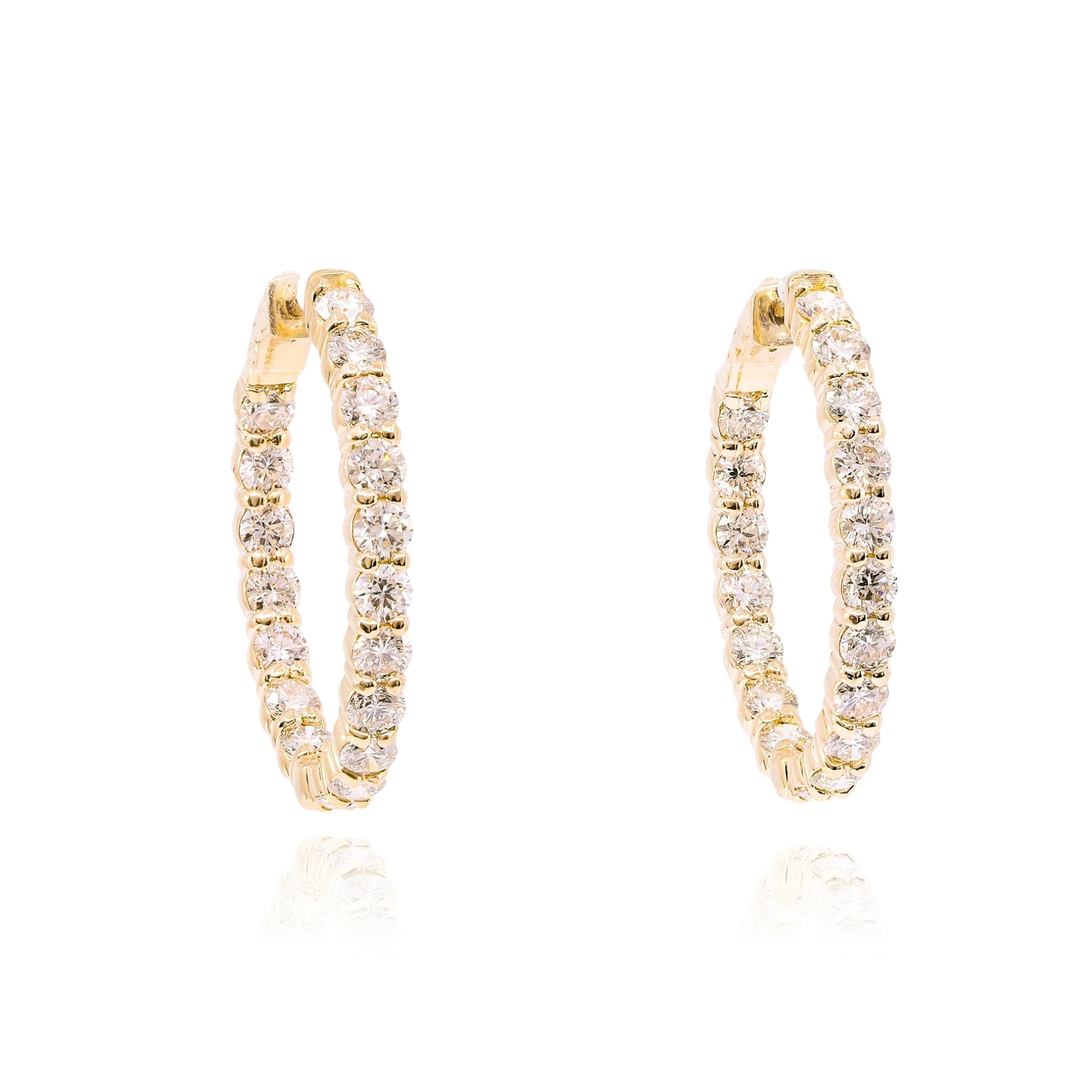 14K YELLOW GOLD DIAMOND HOOP EARRINGS - 5.40CTW  229-06366
