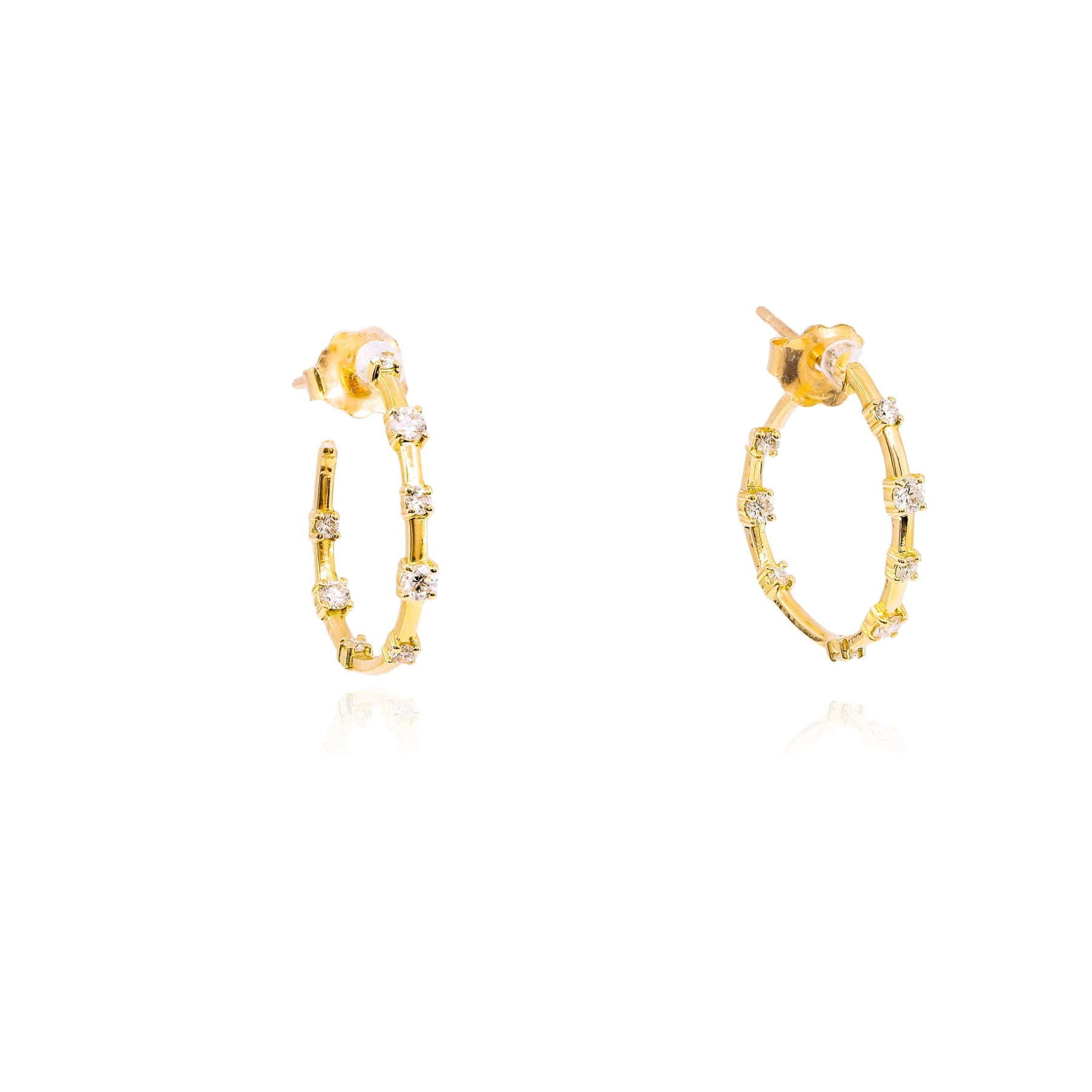 18K YELLOW GOLD DIAMOND HOOP EARRINGS - 0.40CTW  229-06430