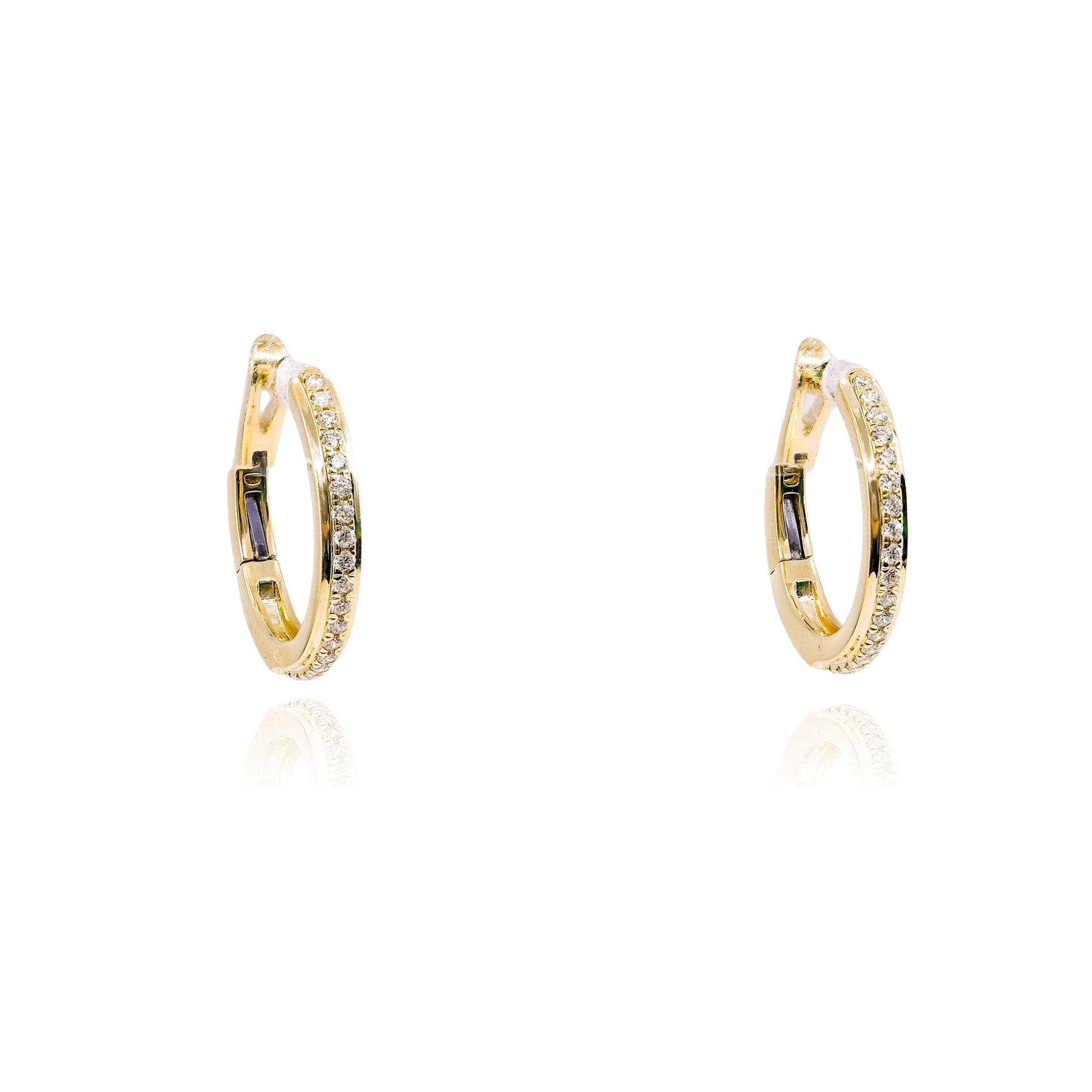 14K YELLOW GOLD 17MM DIAMOND HOOP EARRINGS 0.20CTW